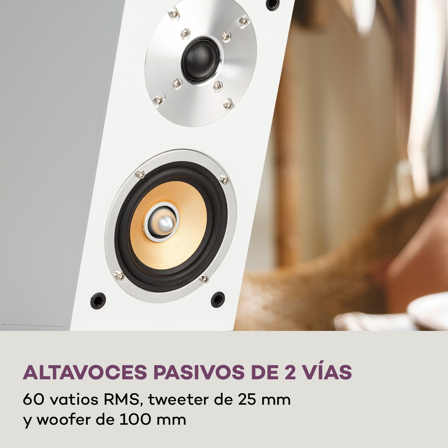 Altavoces pasivos Line 501 Atmos SAT 2 x 60 W RMS Frecuencia 100 Hz - 20 kHz, 4-8 Ohm Blanco