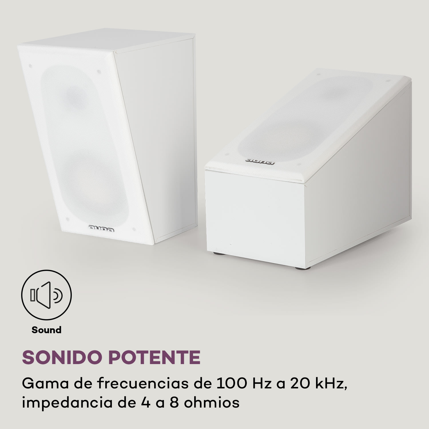 Altavoces pasivos Line 501 Atmos SAT 2 x 60 W RMS Frecuencia 100 Hz - 20 kHz, 4-8 Ohm Blanco