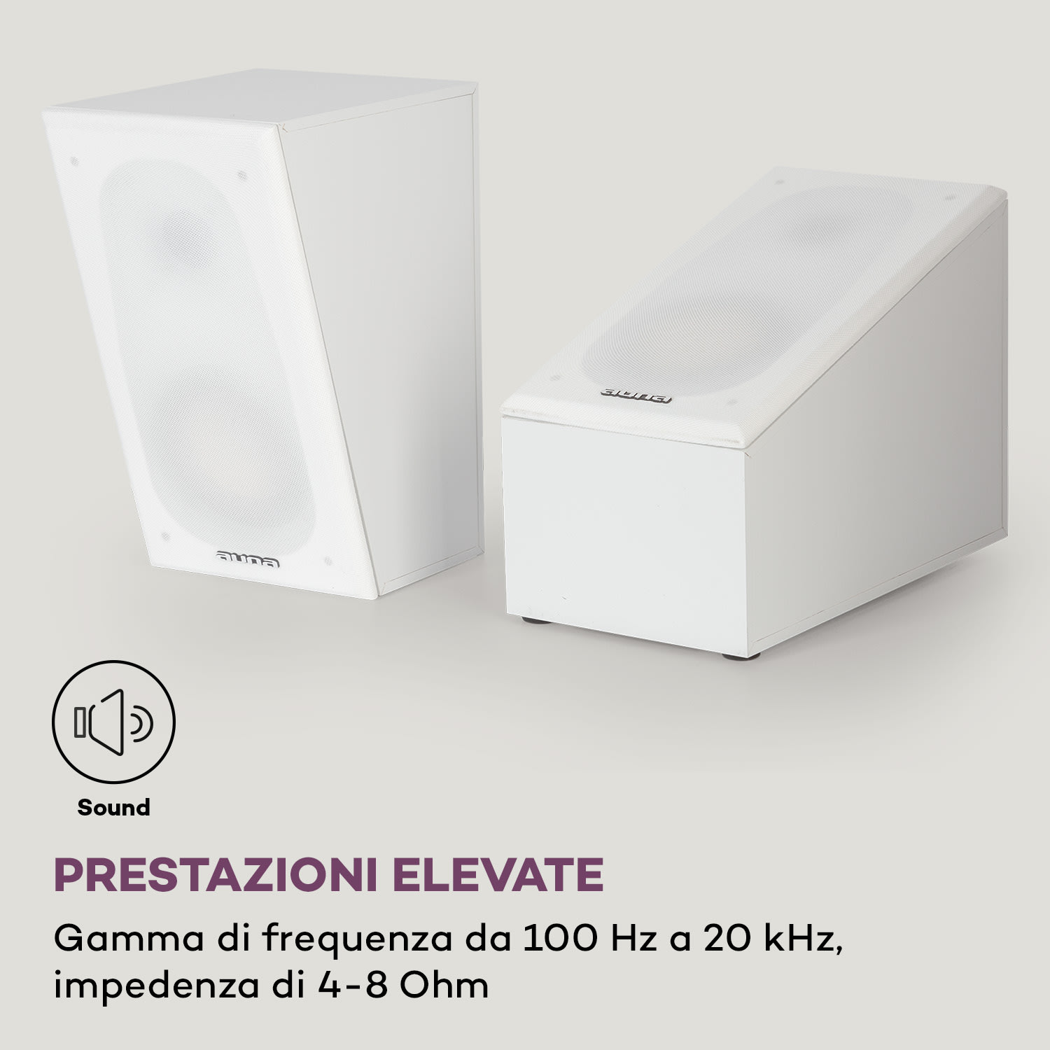 Linie 501 Atmos SAT - Diffusori passivi, 2 x 60 W RMS, frequenza 100 Hz-20 kHz, 4-8 Ohm Bianco