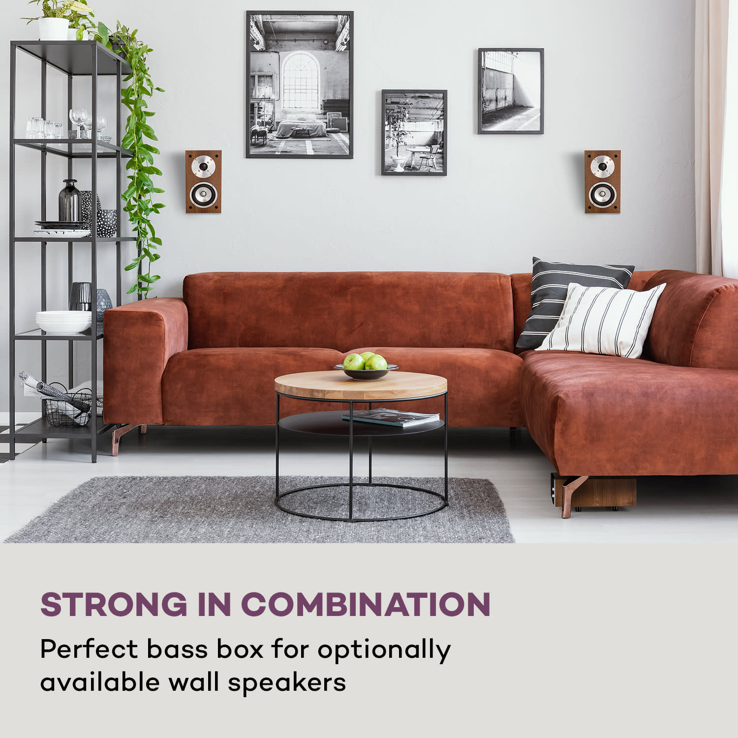 Line 501 Slim, subwoofer, Bass Reflex, pasywny, 80 W RMS, 50 - 100 Hz, 4 Ohm Orzech Włoski