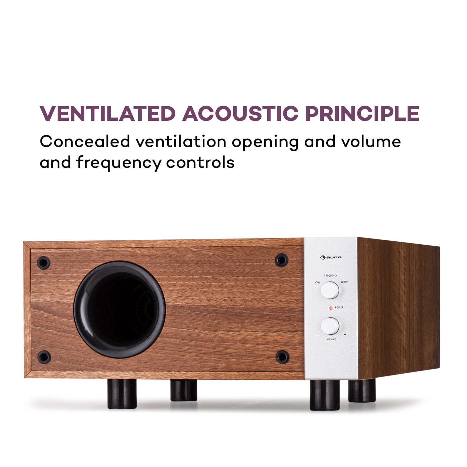 Line 501 Slim, subwoofer, Bass Reflex, pasywny, 80 W RMS, 50 - 100 Hz, 4 Ohm Orzech Włoski