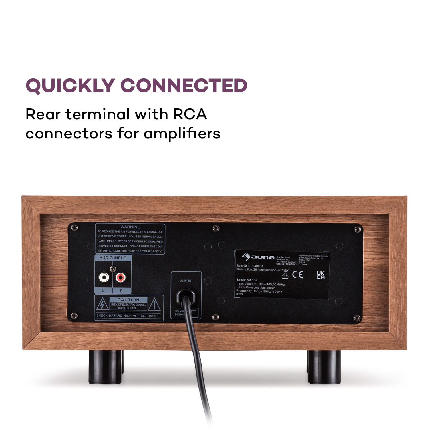 Line 501 Slim, subwoofer, Bass Reflex, pasywny, 80 W RMS, 50 - 100 Hz, 4 Ohm Orzech Włoski