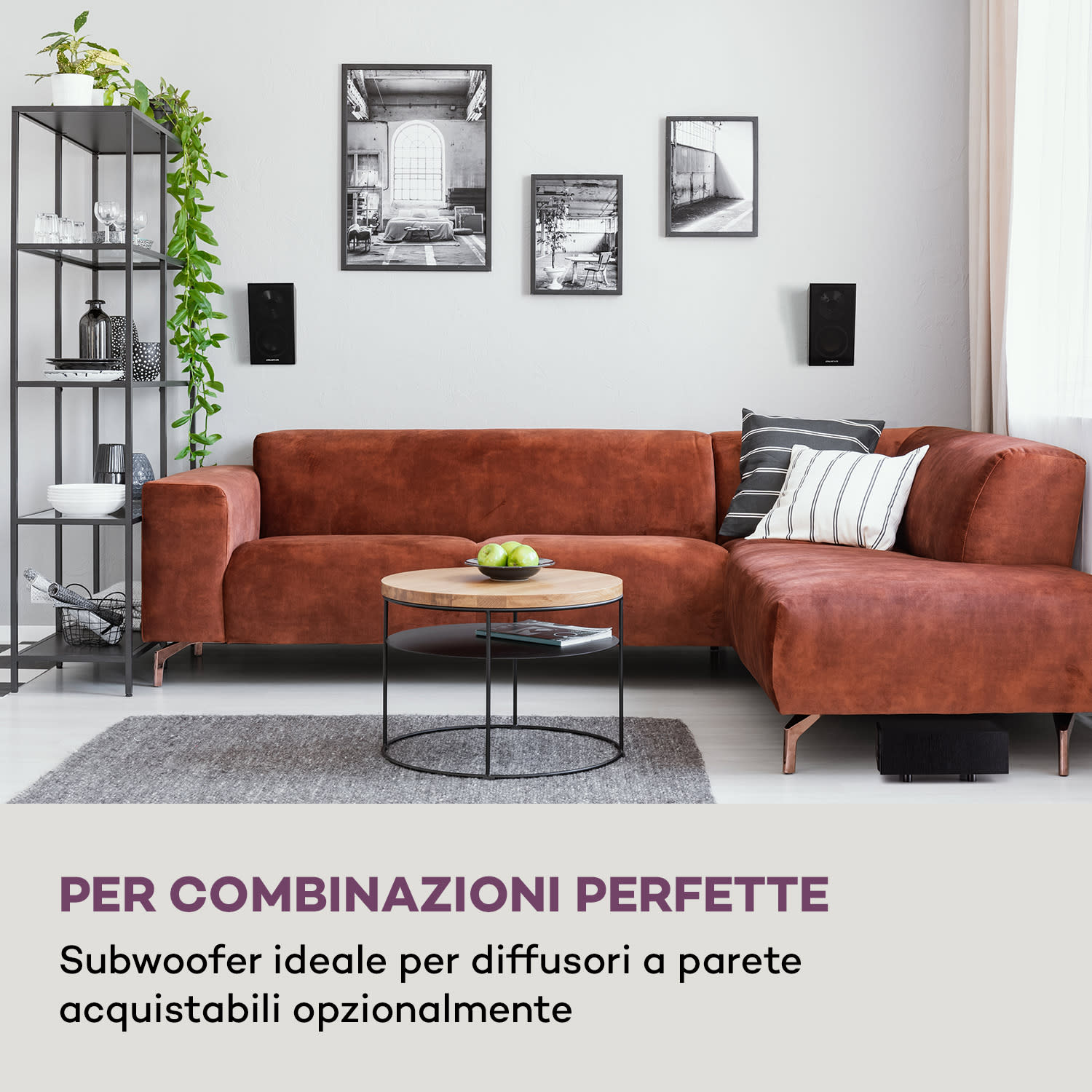 Linie 501 Slim - Subwoofer, Bass Reflex, attivo, 60 W RMS, 50-100 Hz, 4 Ohm Nero