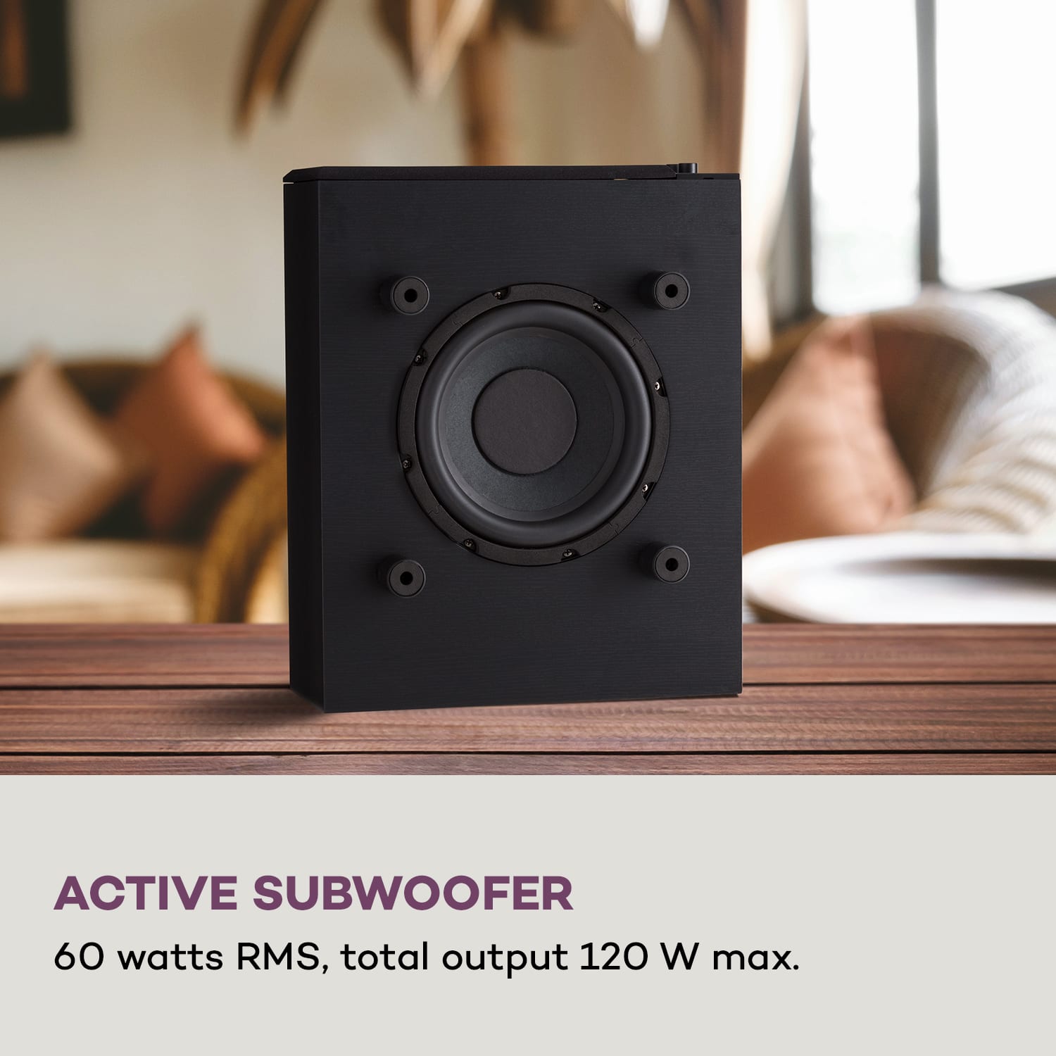 Line 501 Slim, subwoofer, bas refleks, aktivan, 80 W RMS, 50 - 100 Hz, 4 Ohma Crna