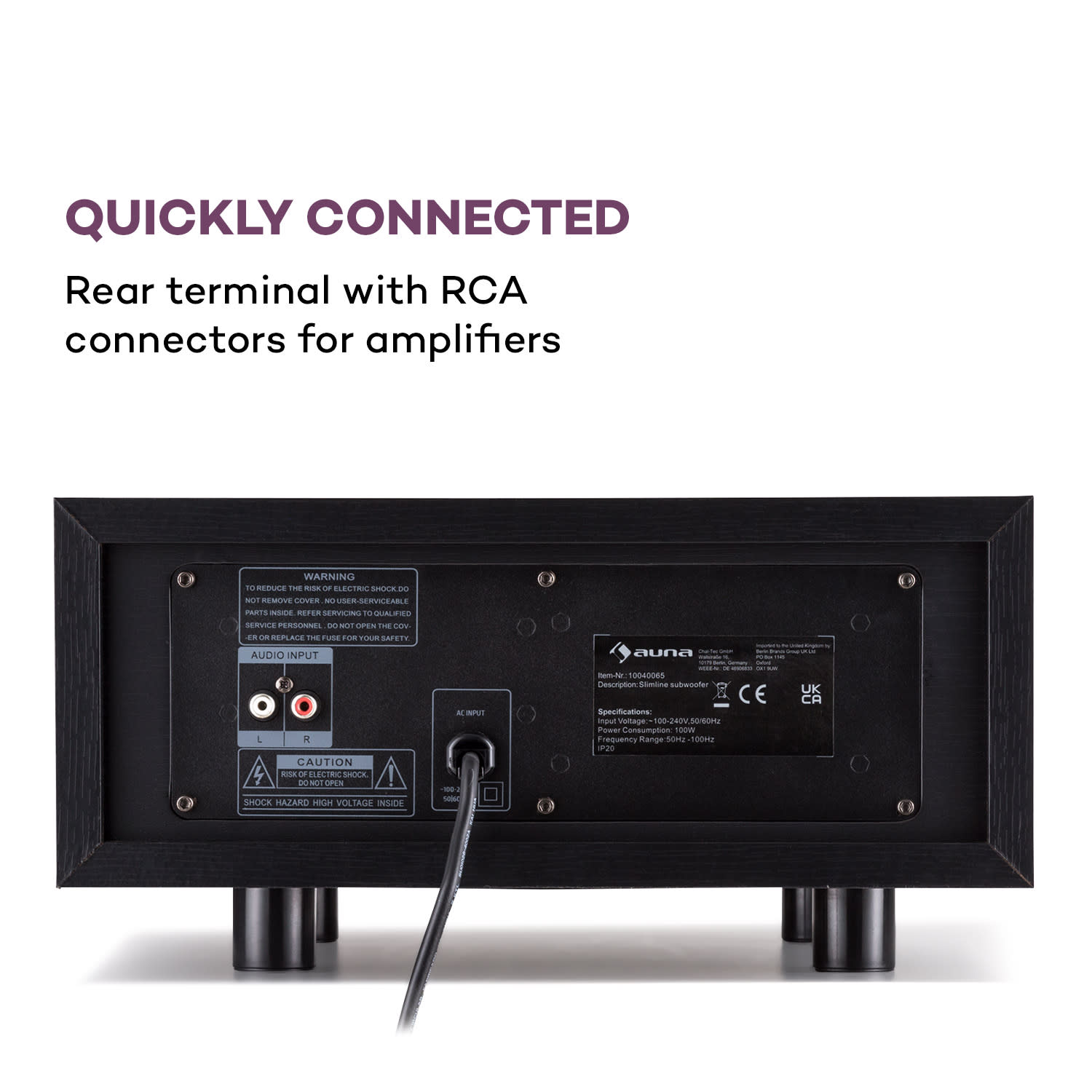Line 501 Slim, subwoofer, bas refleks, aktivan, 80 W RMS, 50 - 100 Hz, 4 Ohma Crna