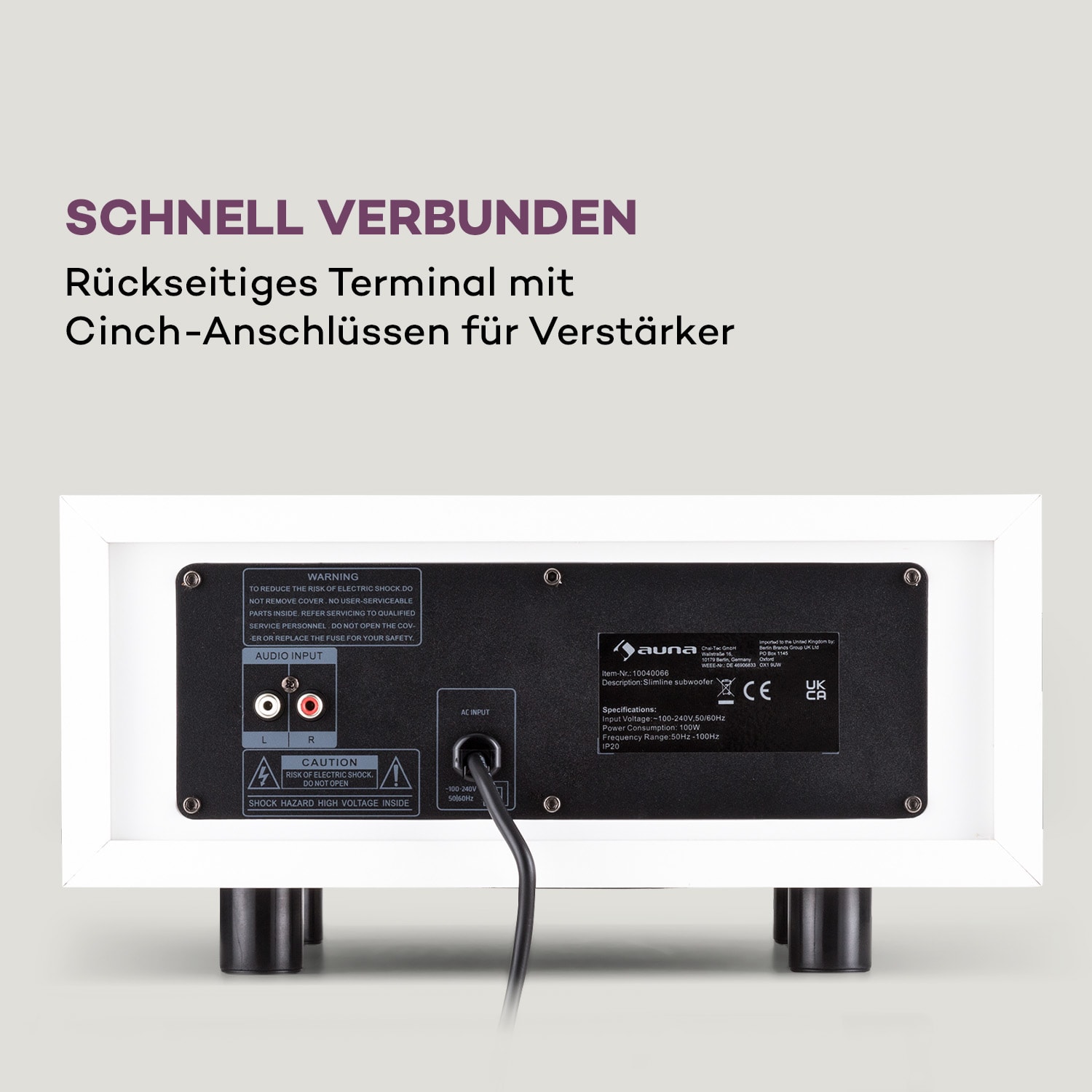 Linie 501 Slim Subwoofer Bass Reflex aktiv 60 W RMS 50 - 100 Hz 4 Ohm Weiß