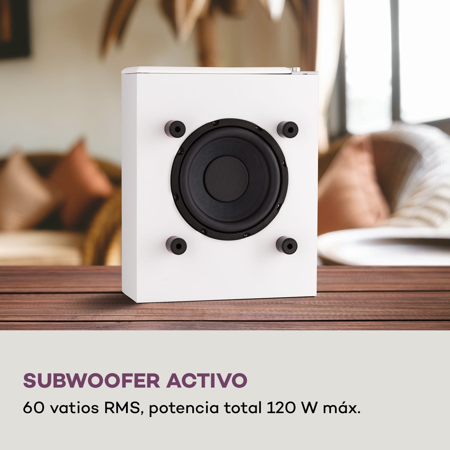 Line 501 Slim Subwoofer Reflector de bajos Activo 60 W RMS 50-100 Hz 4 ohmios Blanco