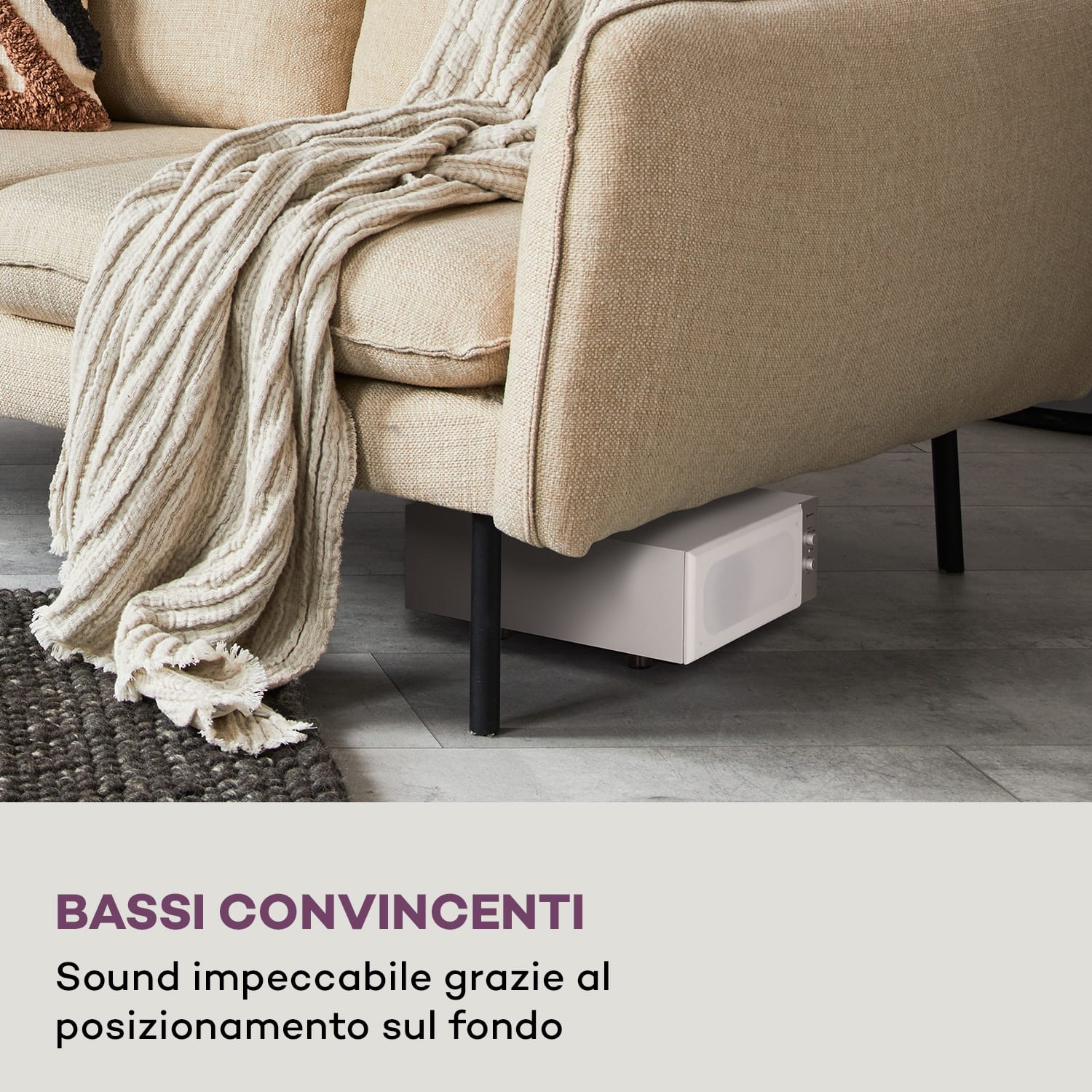 Linie 501 Slim - Subwoofer, Bass Reflex, attivo, 60 W RMS, 50-100 Hz, 4 Ohm Bianco