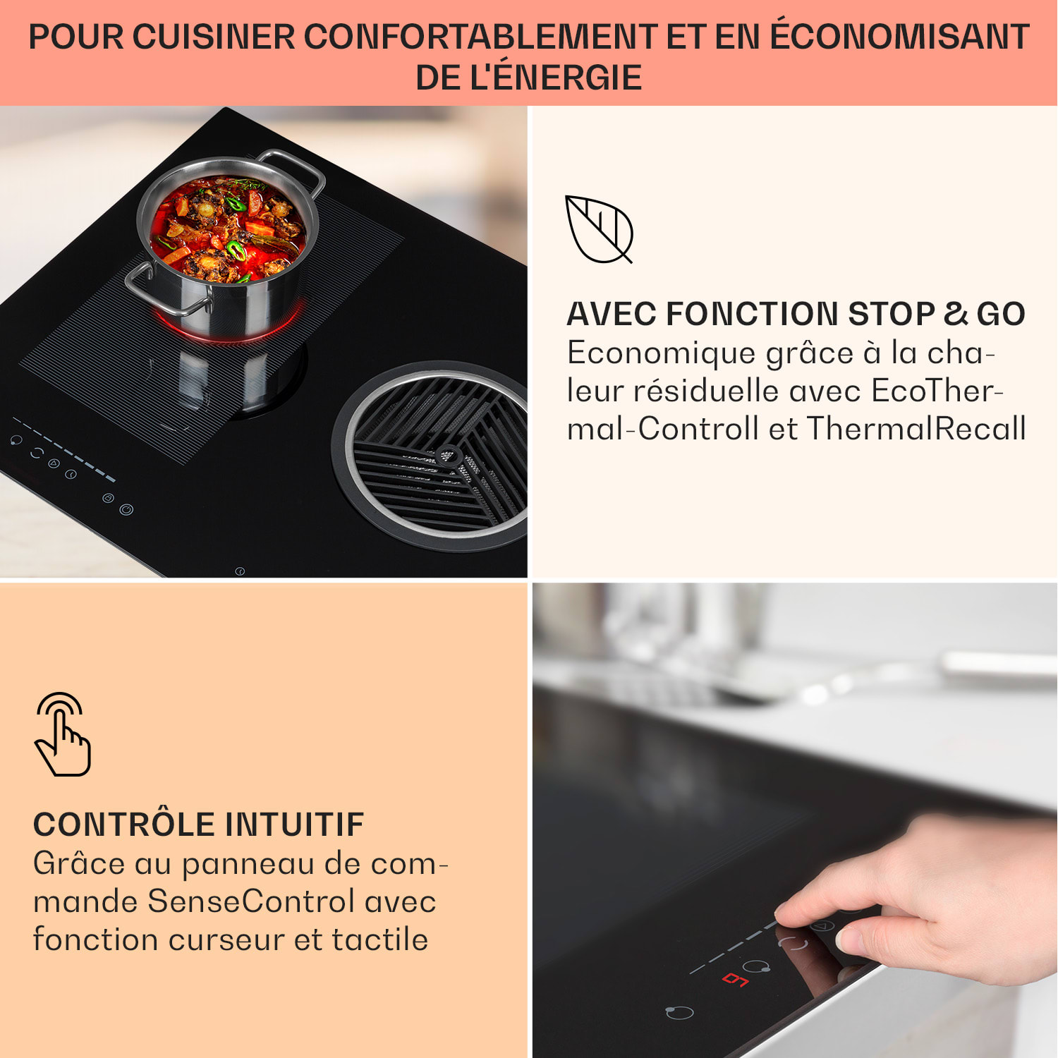 Full House 3.0 Down Air System cuisinière à induction + hotte aspirante DownAir 655 m³/h A+ 