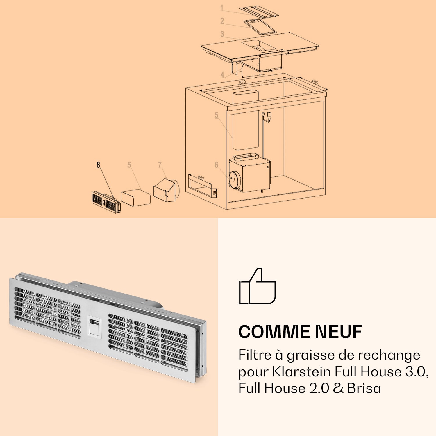 Vetfilter voor afzuigkap (Full-House, Chef-Fusion, Brisa) 