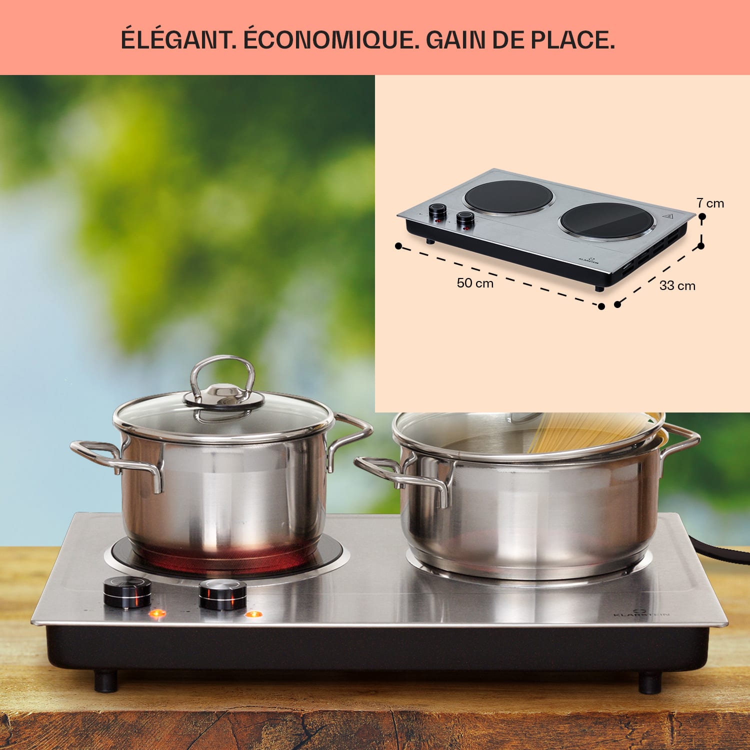 Ramsey Plaque de cuisson double 2400W 11 niveaux de puissance vitrocéramique 