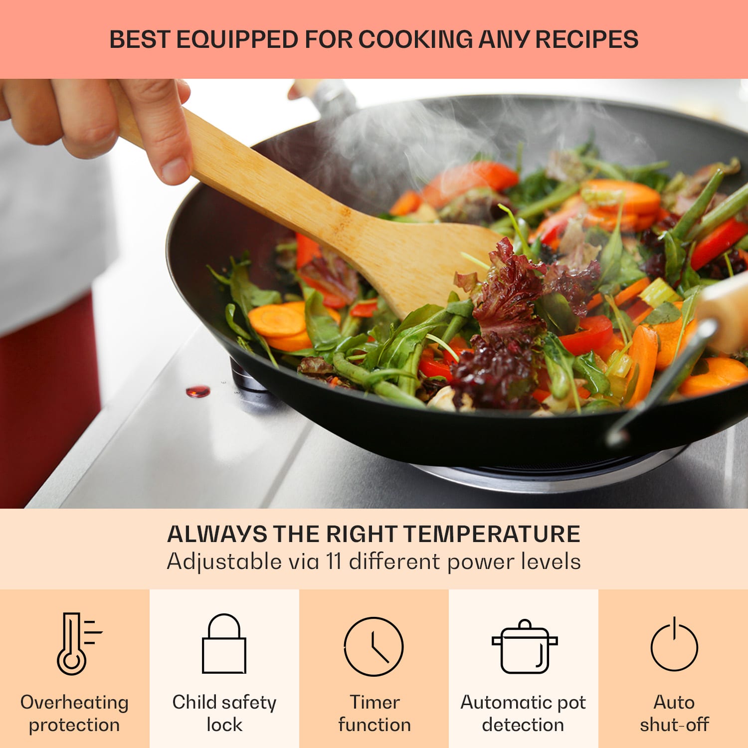 Ramsey, двоен плот, 2400 W, 11 степени на мощност, стъклокерамична повърхност 