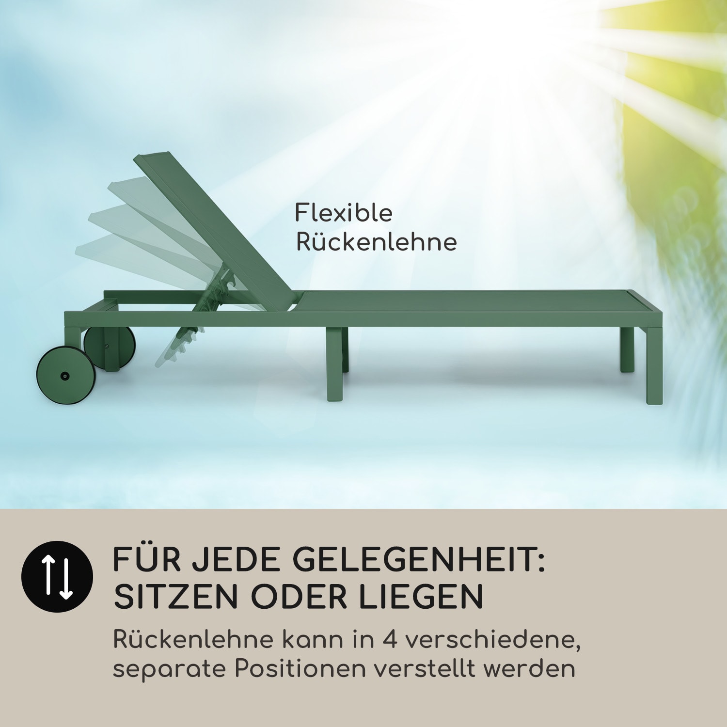 Lucca Lounger Liegestuhl Polyester Aluminium 4-Stufen Dunkles Moosgrün