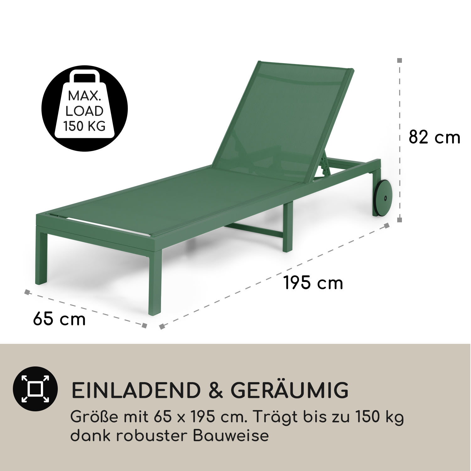 Lucca Lounger Liegestuhl Polyester Aluminium 4-Stufen Dunkles Moosgrün