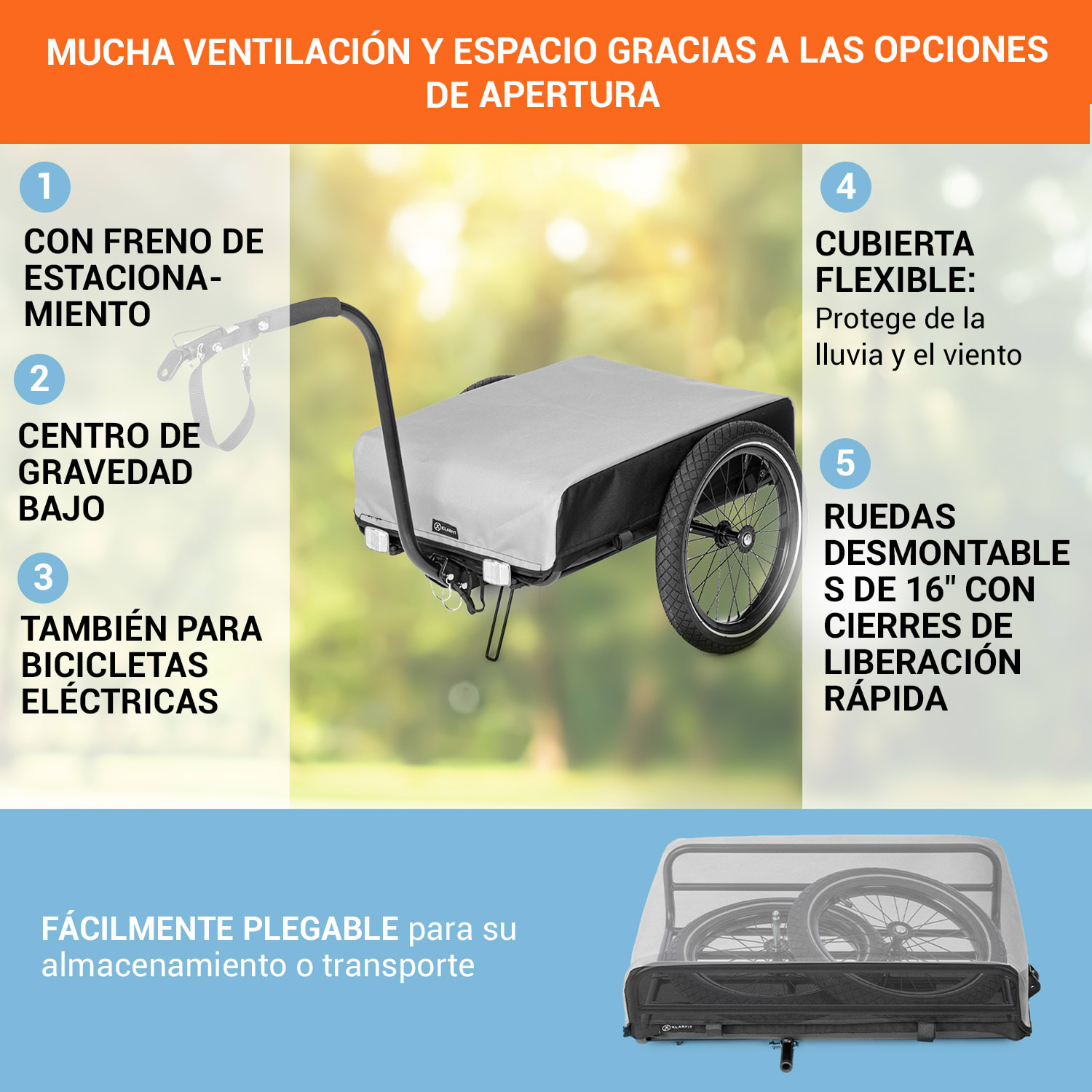 Companion Remolque de carga de 40kg/50L Remolque de bicicleta Carretilla Standard | Gris Paloma