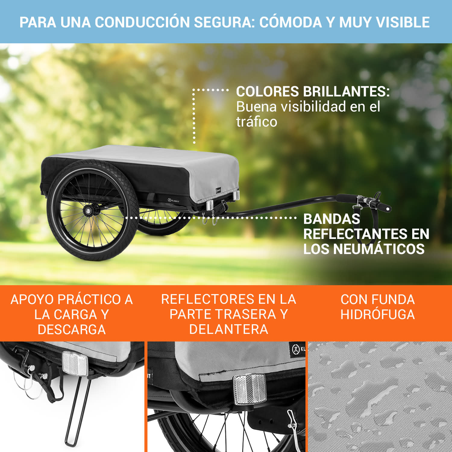 Companion Remolque de carga de 40kg/50L Remolque de bicicleta Carretilla Standard | Gris Paloma