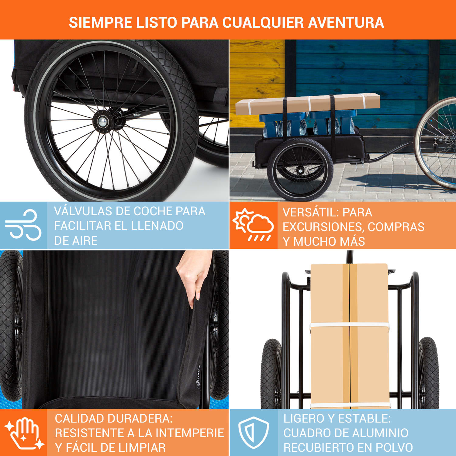Companion Remolque de carga de 40kg/50L Remolque de bicicleta Carretilla Standard | Gris Paloma