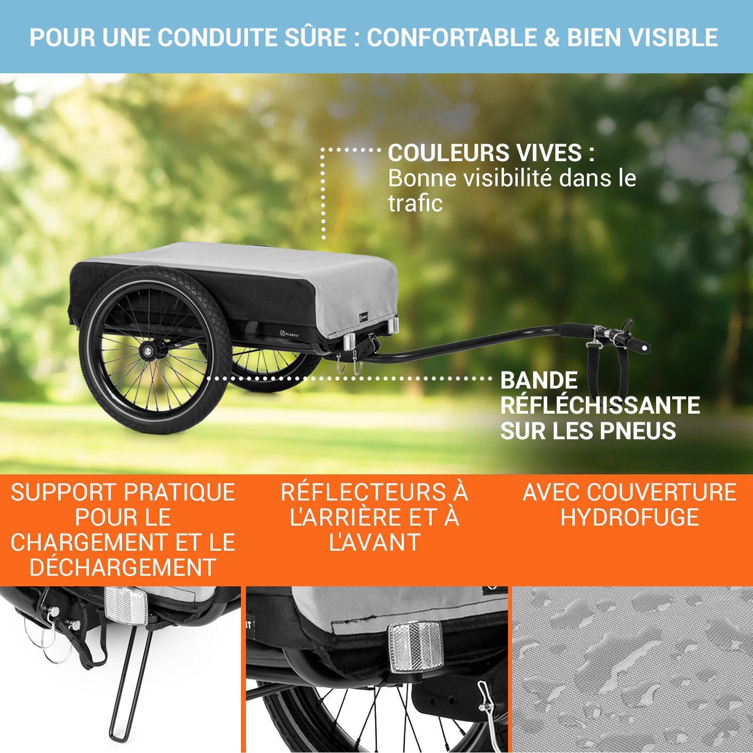 Cargo Bull aanhangwagen 40kg/50ltr fietsaanhanger handwagen zwart Standard | Duifgrijs