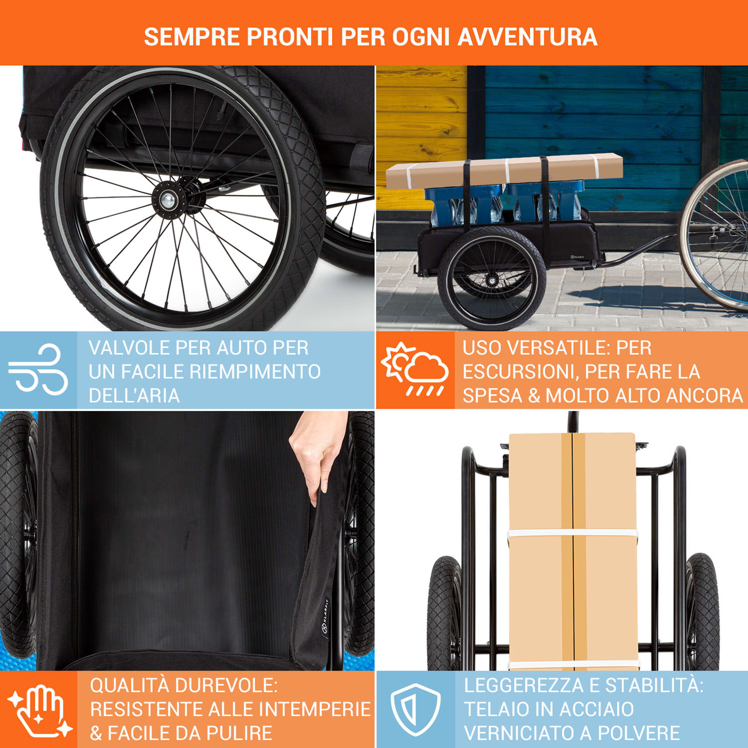 Companion rimorchio da carico 40 kg/50 litri rimorchio per bicicletta ca Standard | Grigio tortora