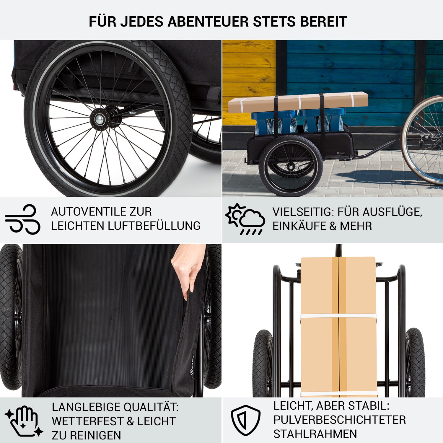 Companion Lastenanhänger 40kg / 50Ltr Fahrradanhänger Handwagen 16" Stahlrahmen schwarz/blau 