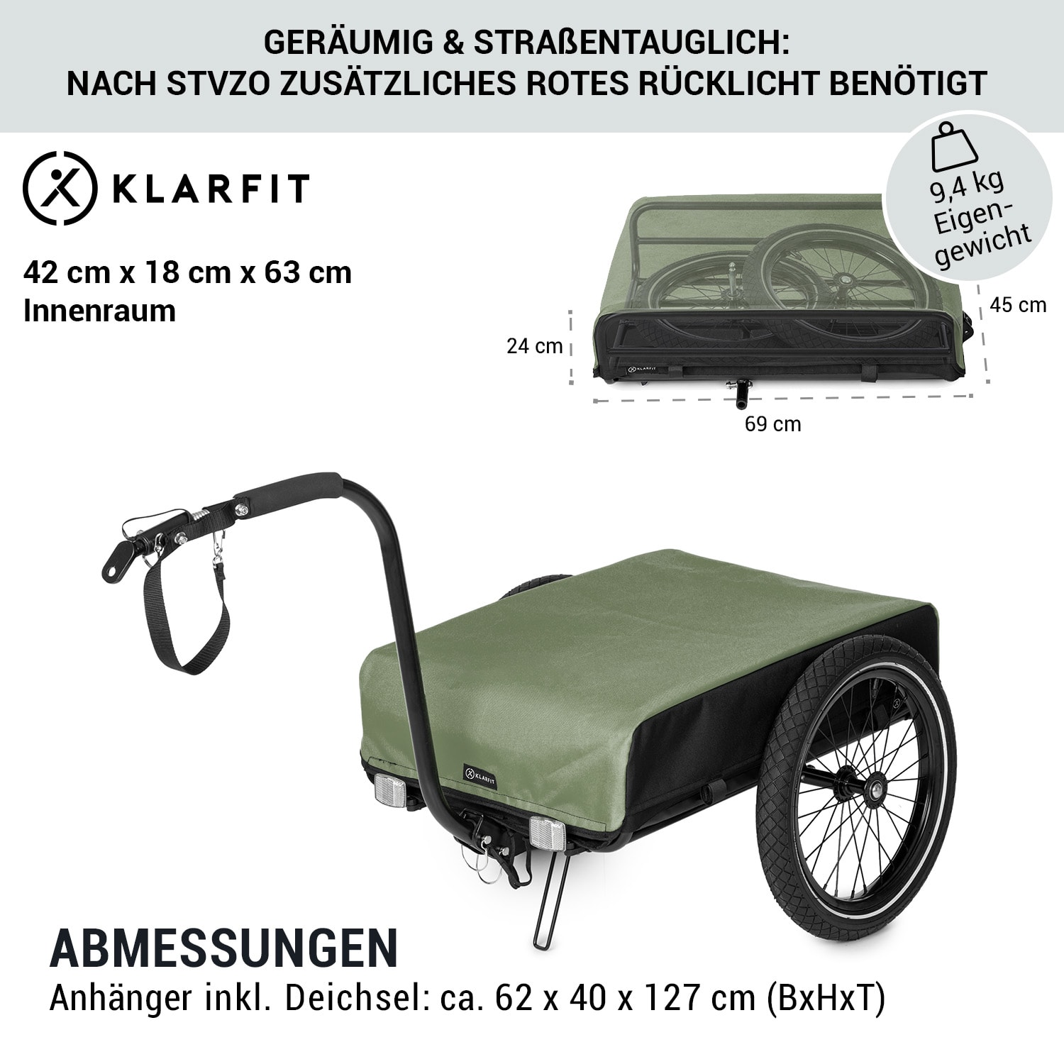 Companion Lastenanhänger 40kg / 50Ltr Fahrradanhänger Handwagen 16" Stahlrahmen schwarz/blau 