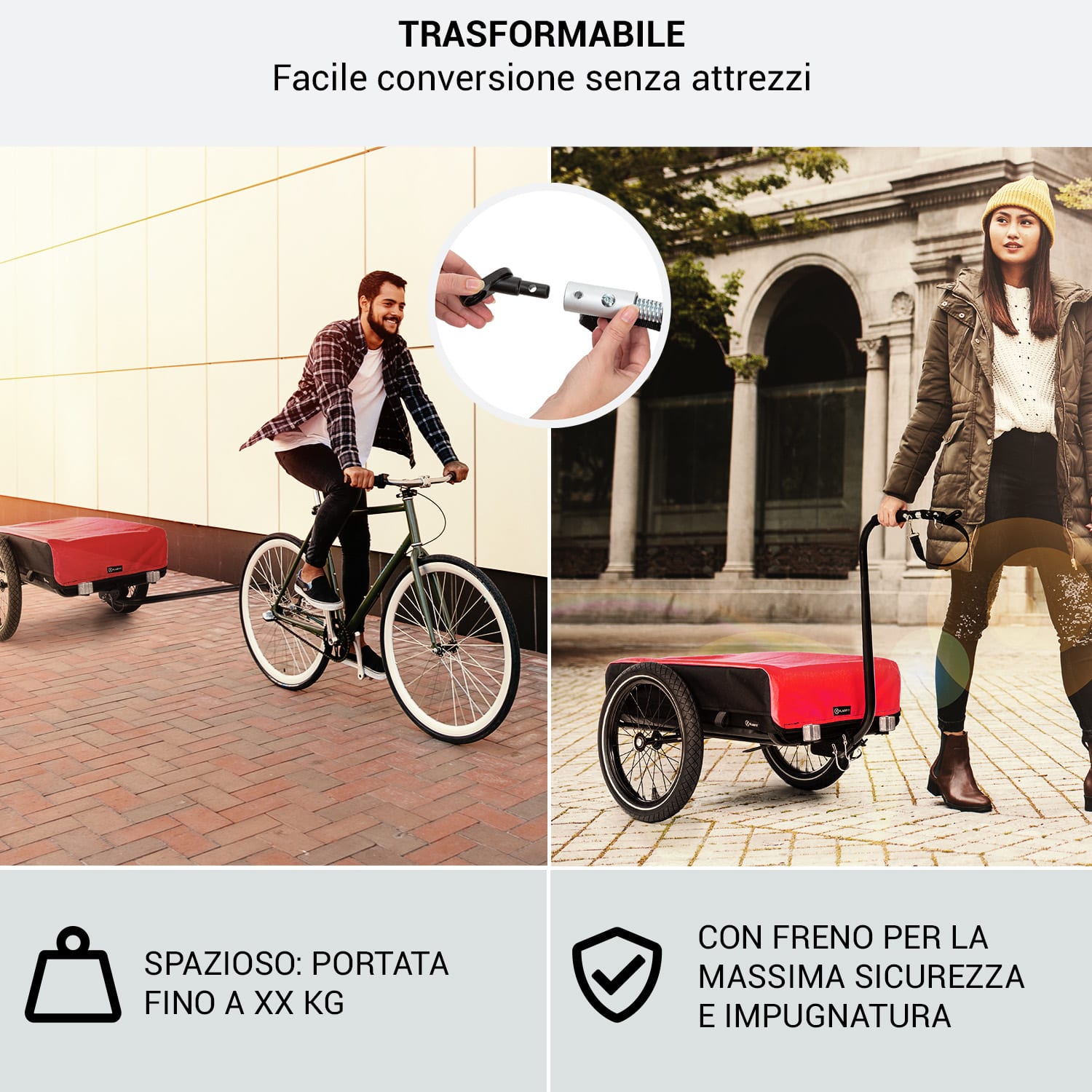 Companion rimorchio da carico 40 kg/50 litri rimorchio per bicicletta ca 