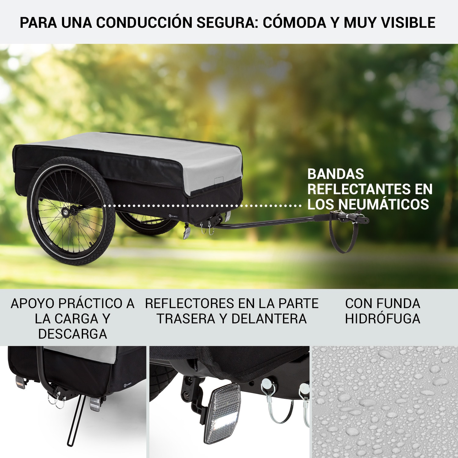 Companion L Remolque de carga 40kg/50L Remolque de bicicleta Carretilla Ruedas 16" L | Gris Paloma