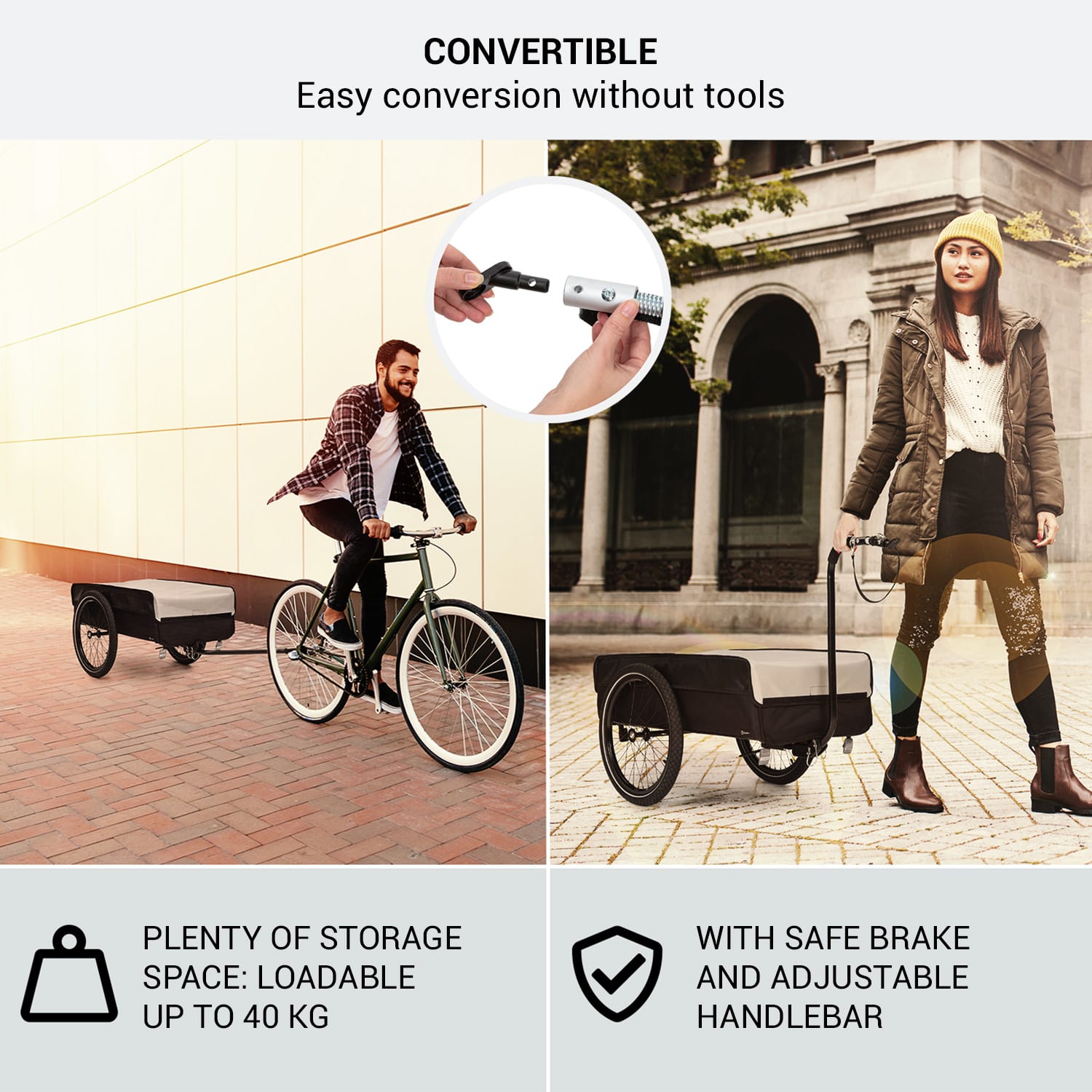 Companion, utánfutó, L, 40 kg/50 liter, kerékpár utánfutó, kocsi, 16 nagy | Galamb szürke