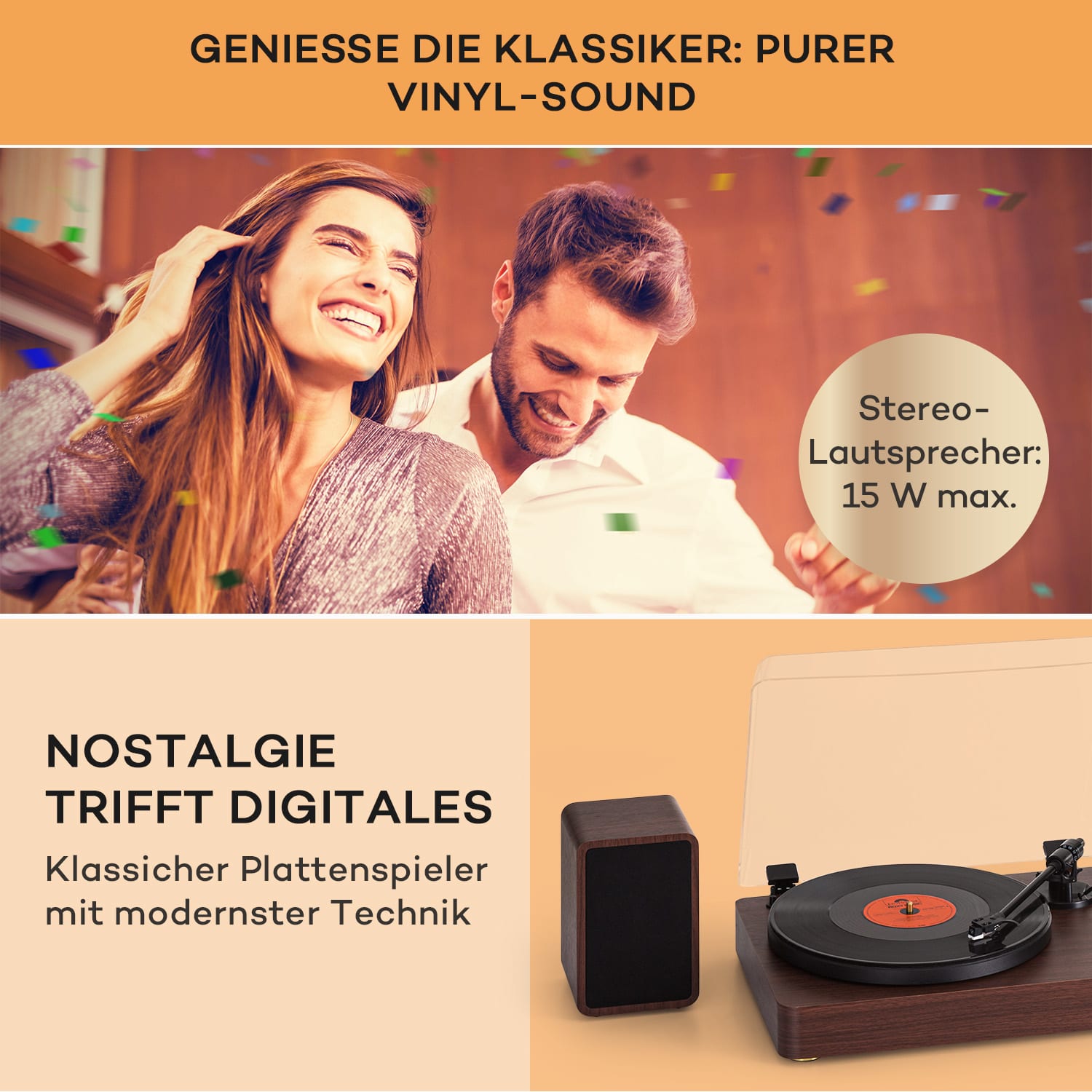 TT-Play Prime Plattenspieler Stereo Riemenantrieb 33 1/3 & 45 U/min 