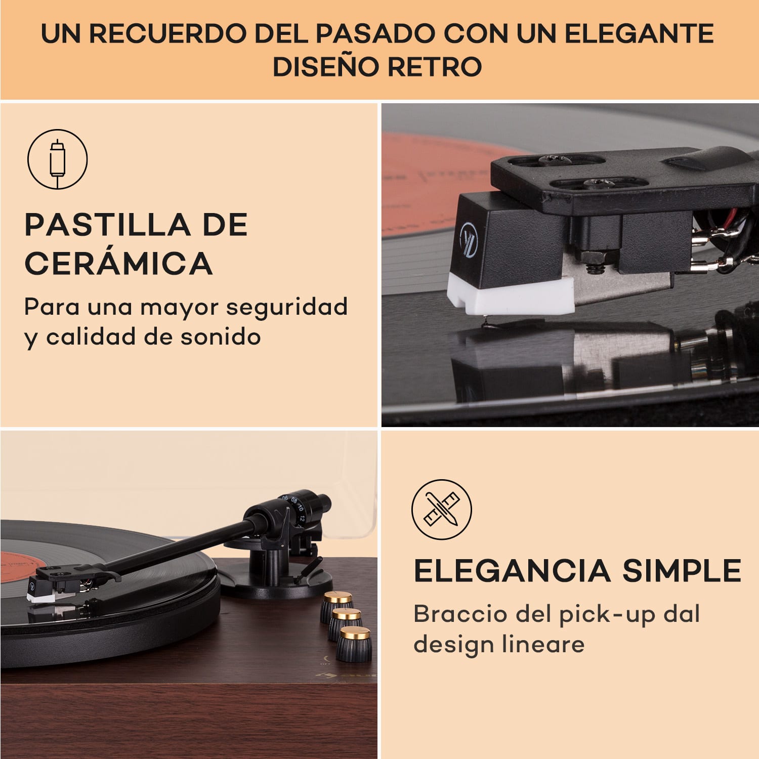Tocadiscos TT-Play Prime con altavoz estéreo y transmisión por correa 33 1/3 y 45 rpm 