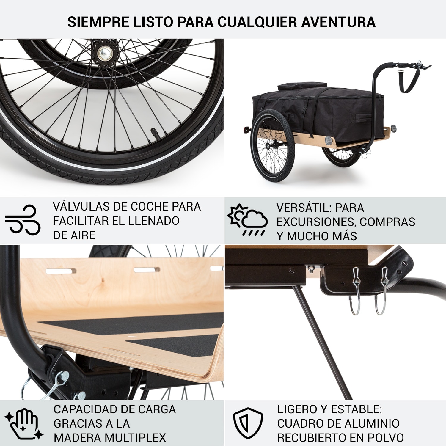 Companion Travel L Remolque de carga 40kg Remolque de bicicleta Carretilla Ruedas 16" L | Haya
