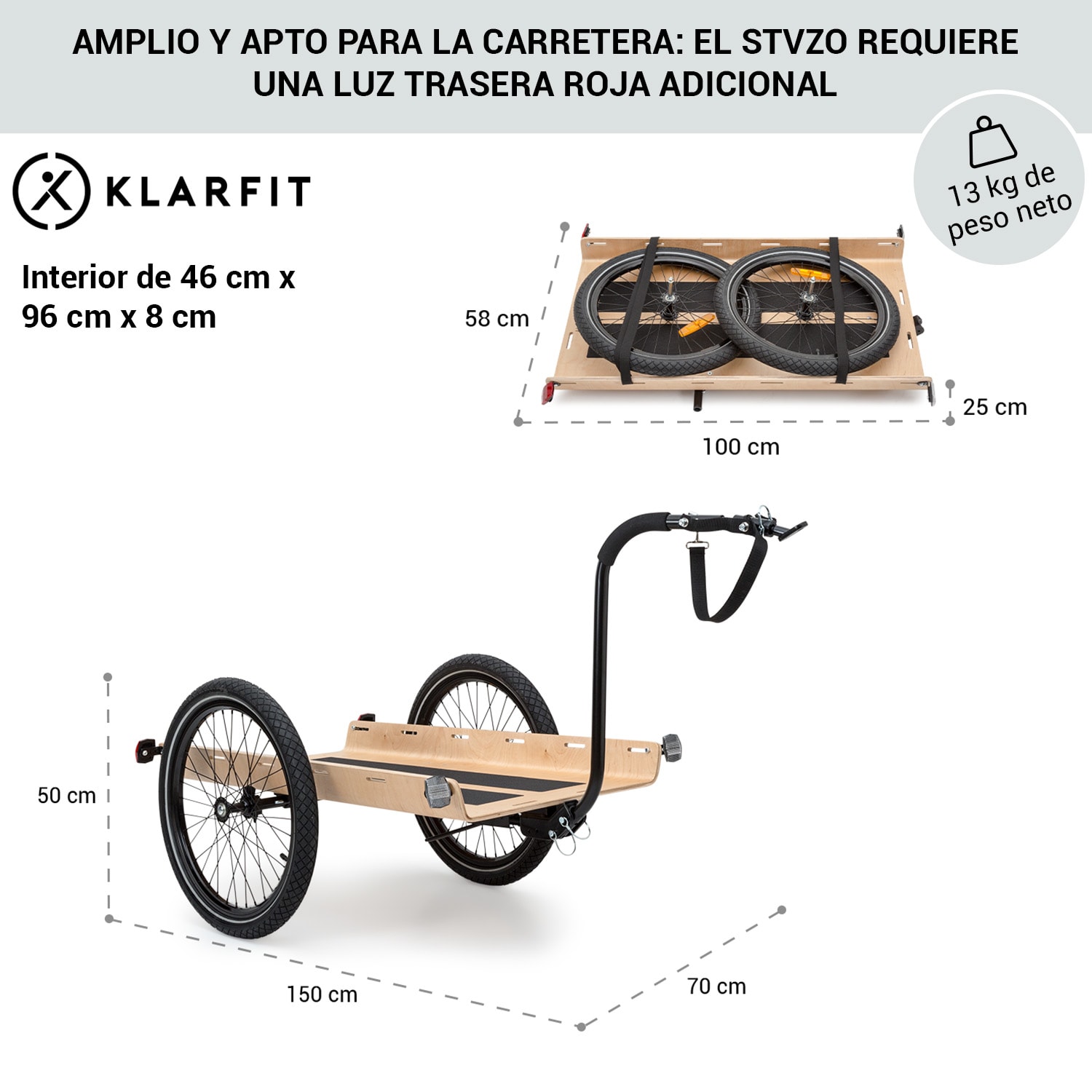 Companion Travel L Remolque de carga 40kg Remolque de bicicleta Carretilla Ruedas 16" L | Haya