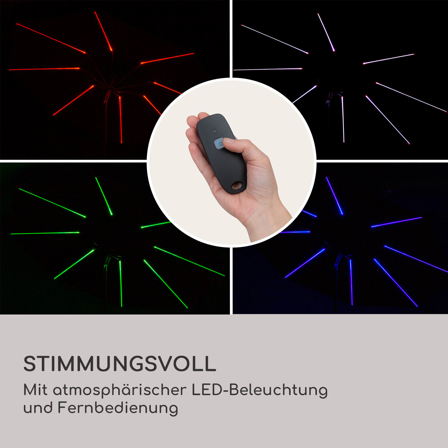 Blumfeldt Calais Sonnenschirm LED Aluminium-Rahmen Polyester-Bespannung UV 50  