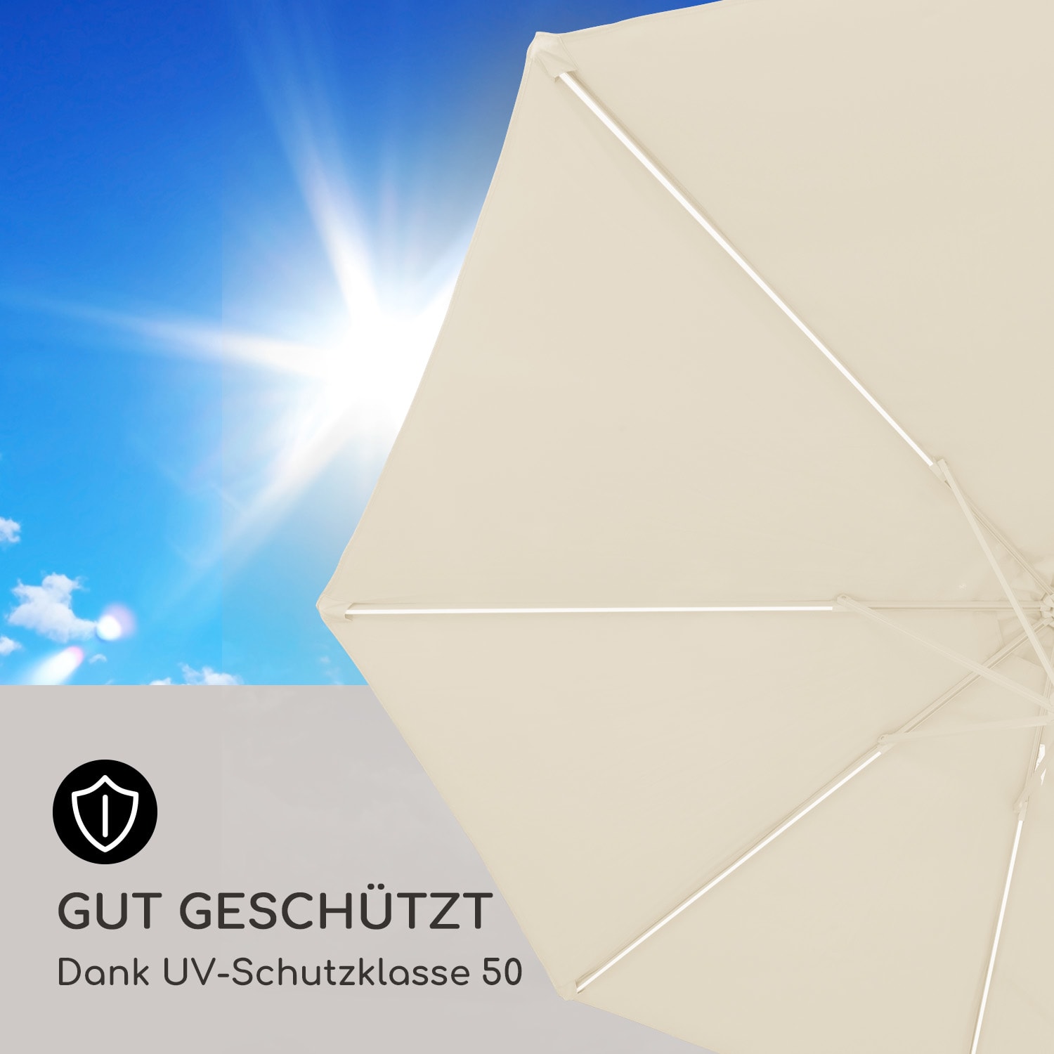 Blumfeldt Calais Sonnenschirm LED Aluminium-Rahmen Polyester-Bespannung UV 50  