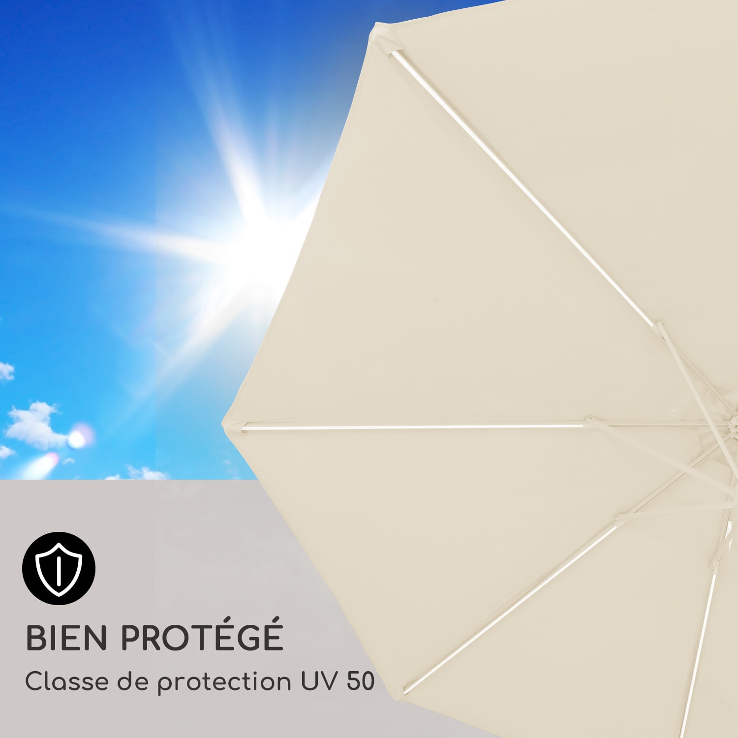 Parasol Blumfeldt Calais LED cadre aluminium toile polyester UV 50  