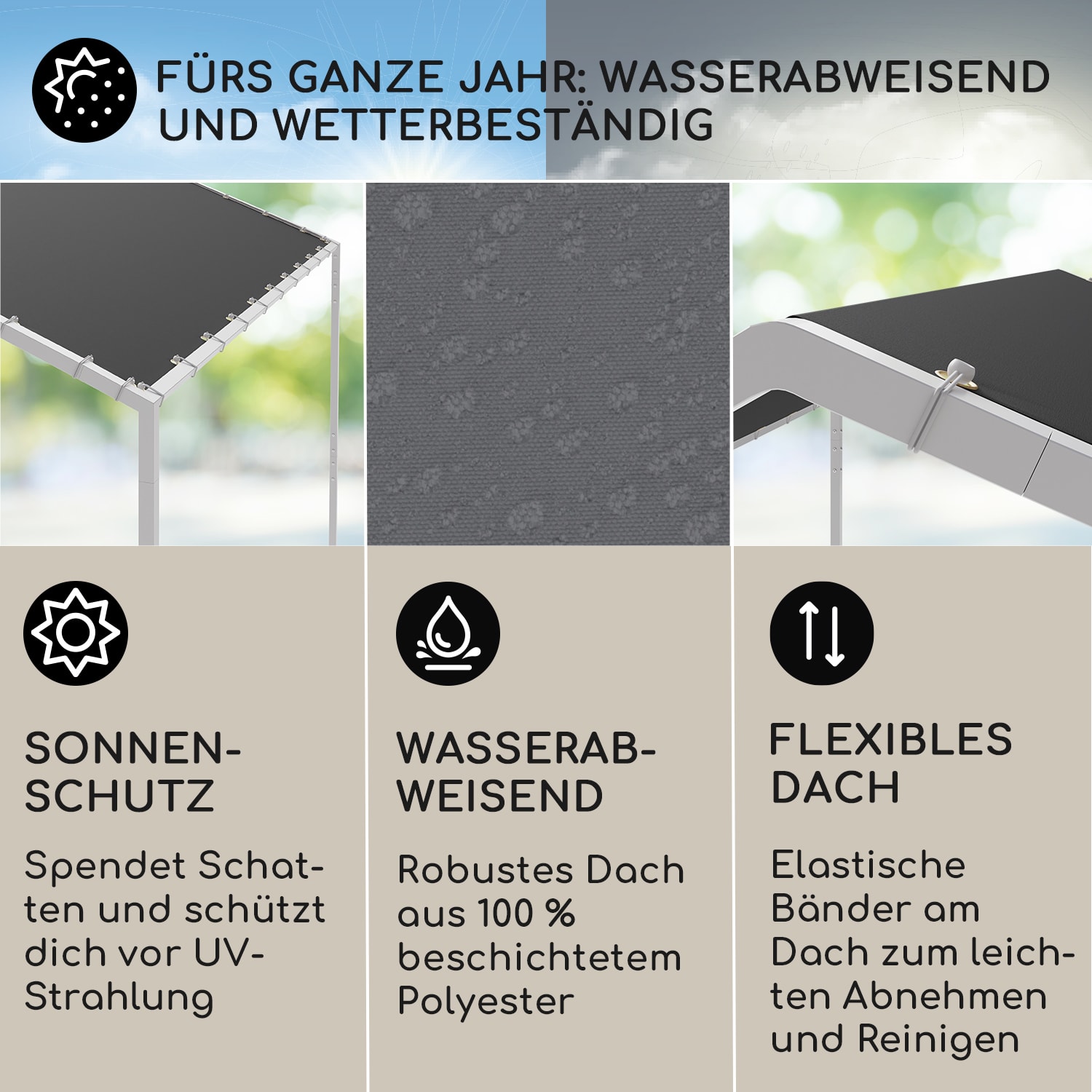 blumfeldt La Rochelle Gazebo Schrägdach UV 50+ Aluminium Polyester Dunkelgrau