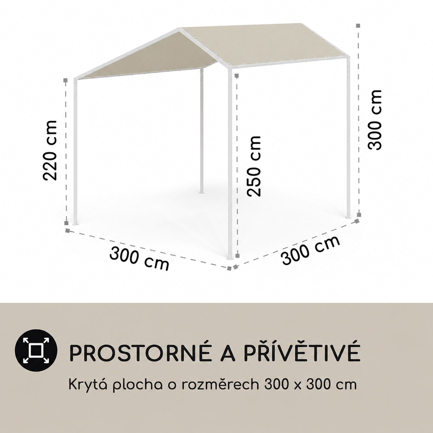 Altán La Rochelle, šikmá střecha, UV 50+, hliníkový rám, polyesterová krytina Světlá taupe