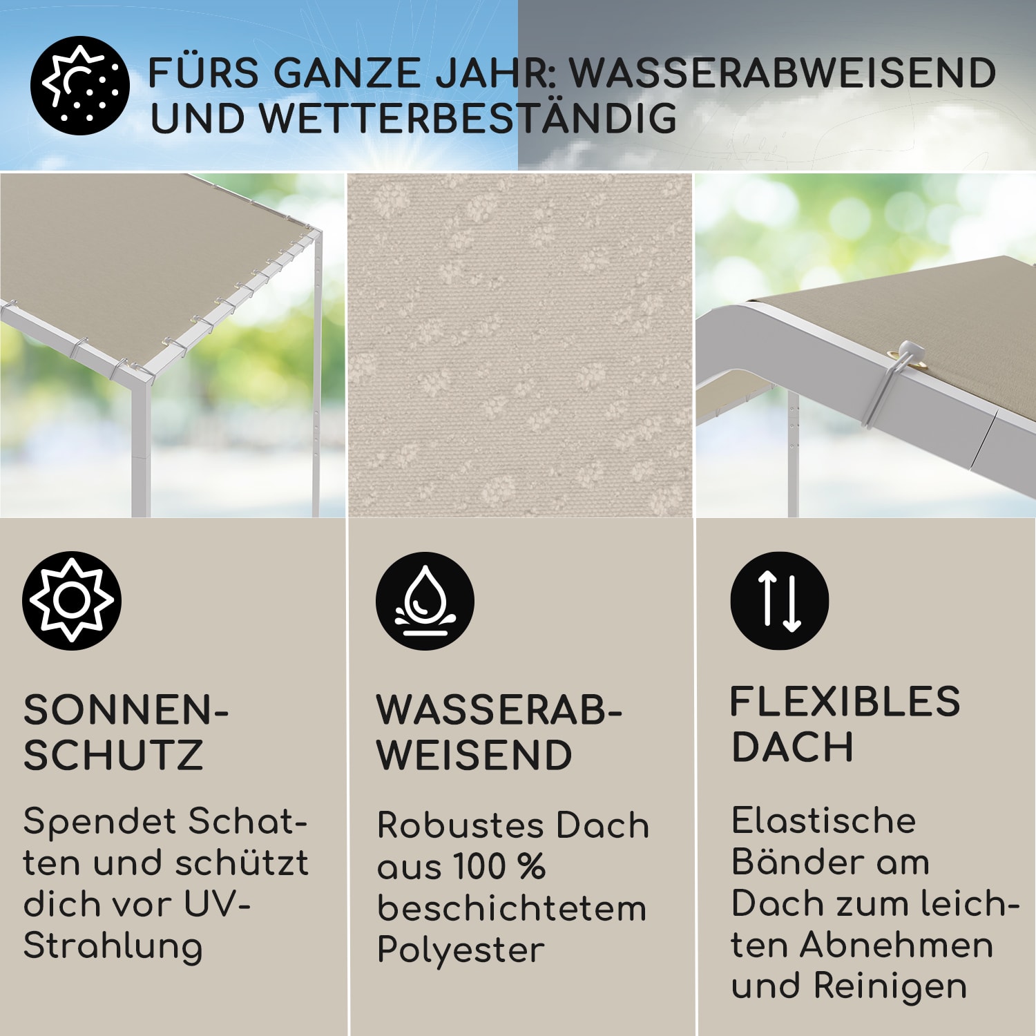 blumfeldt La Rochelle Gazebo Schrägdach UV 50+ Aluminium Polyester