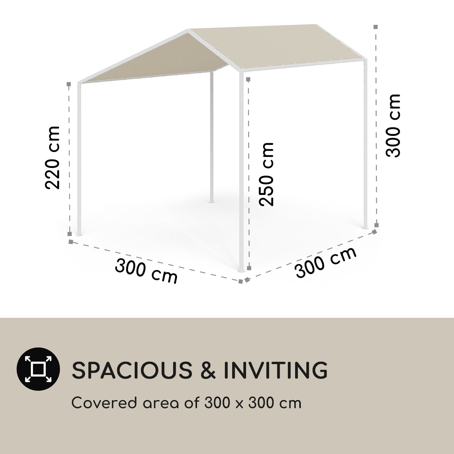 La Rochelle Gazebo, šikmá pergola, hliníkový rám, UV 50+, polyesterová tkanina Svetlá taupe