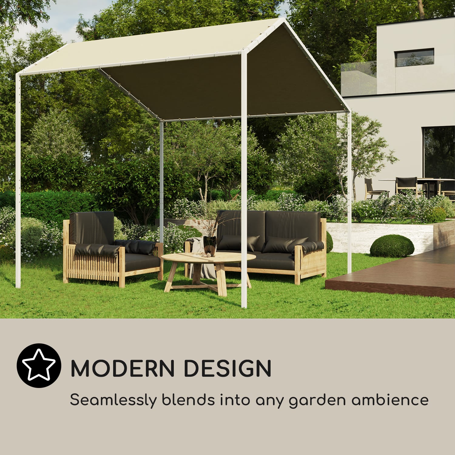 La Rochelle Gazebo, šikmá pergola, hliníkový rám, UV 50+, polyesterová tkanina Svetlá taupe