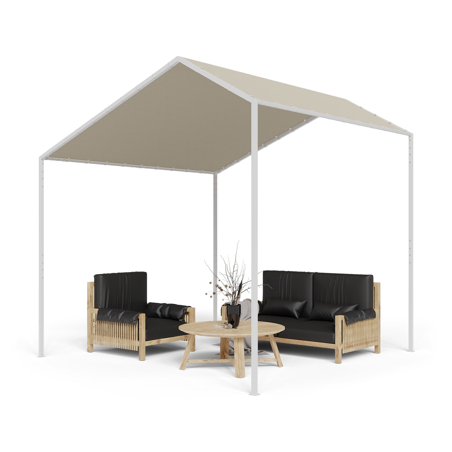La Rochelle Gazebo, šikmá pergola, hliníkový rám, UV 50+, polyesterová tkanina Svetlá taupe