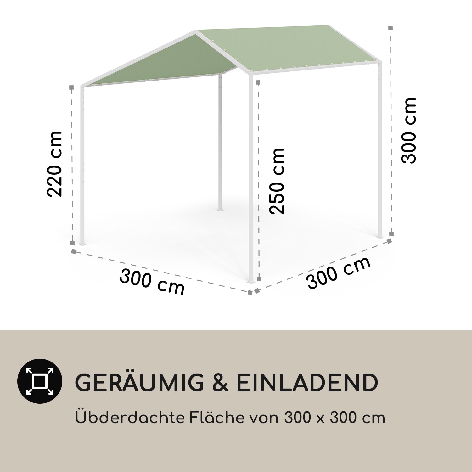 blumfeldt La Rochelle Gazebo Schrägdach UV 50+ Aluminium Polyester Dunkles Moosgrün
