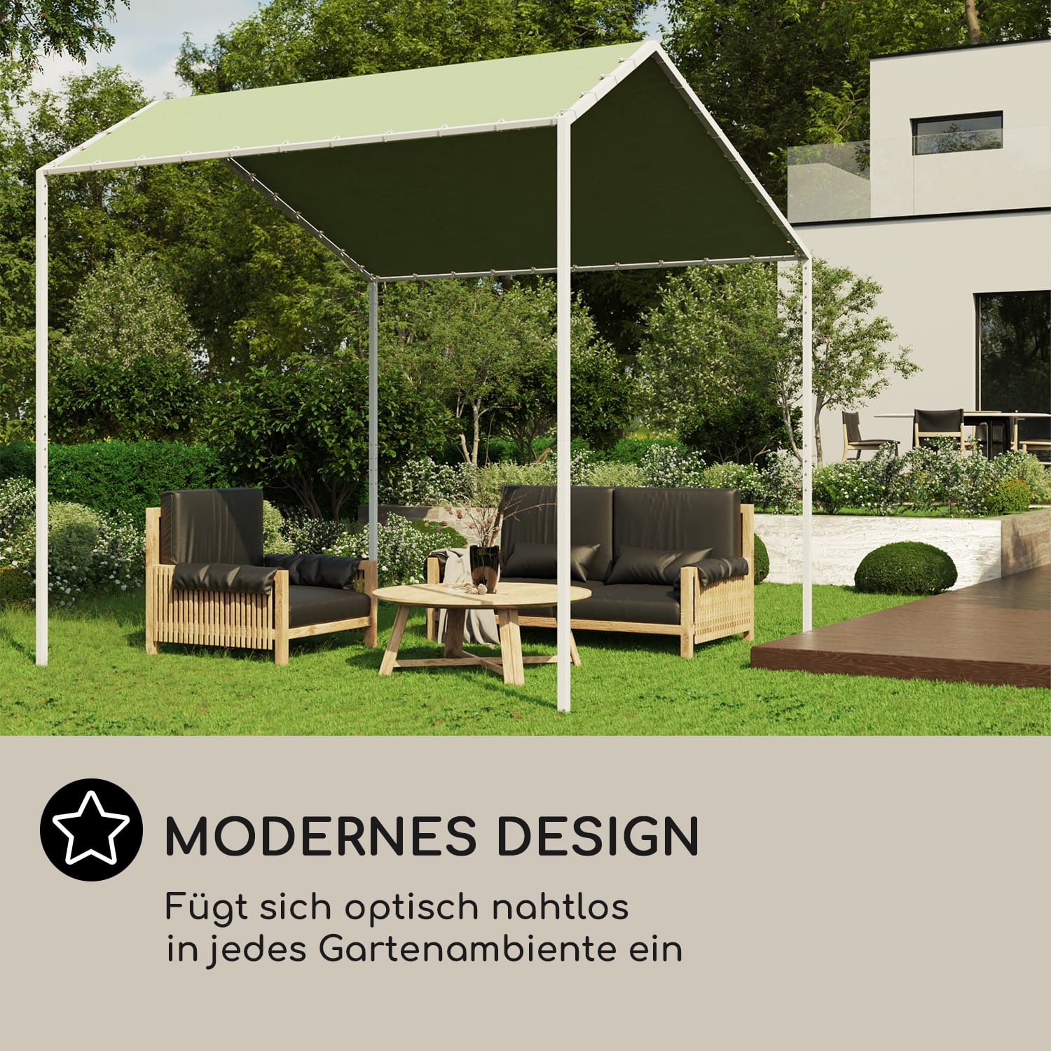 blumfeldt La Rochelle Gazebo Schrägdach UV 50+ Aluminium Polyester Dunkles Moosgrün