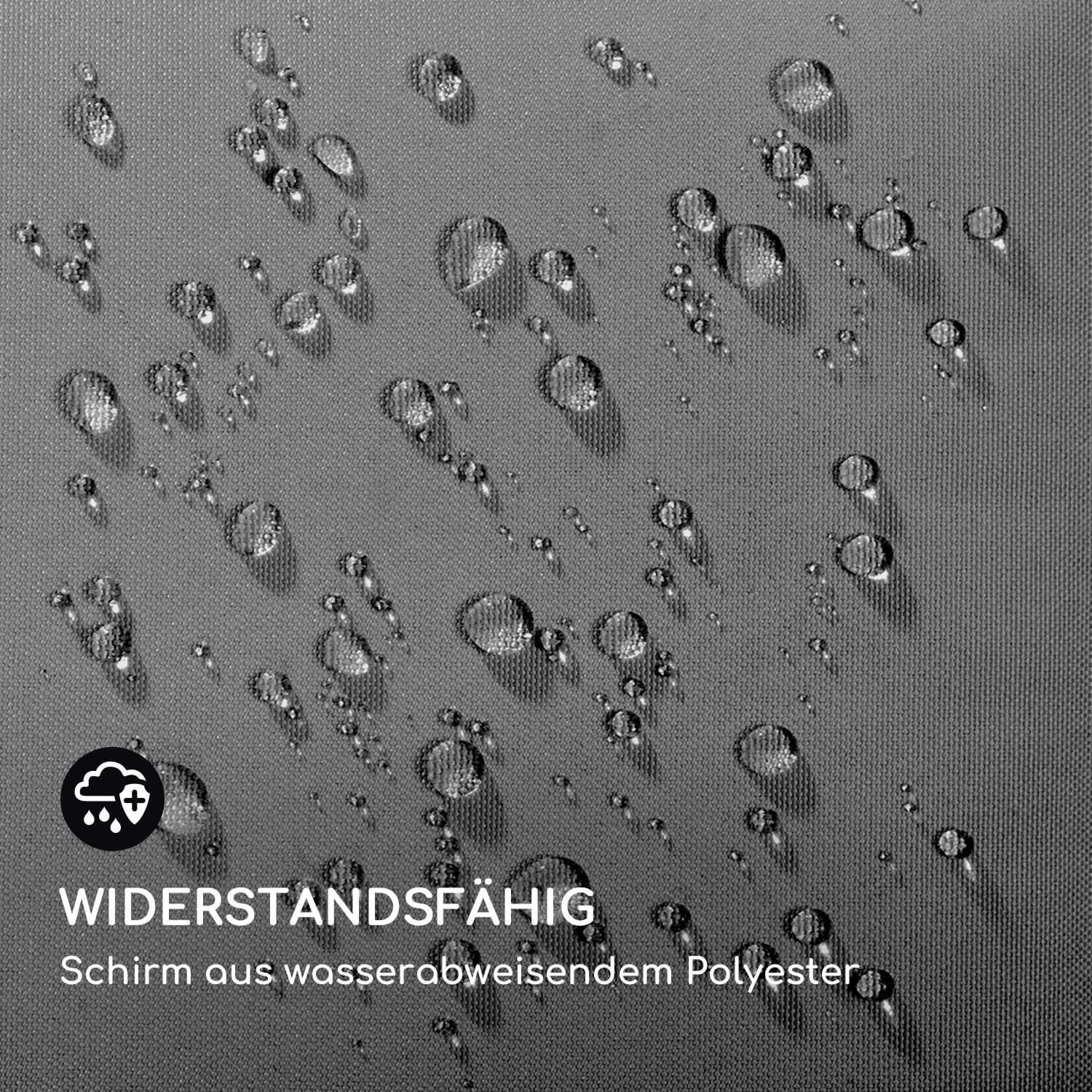 blumfeldt Bayonne Sonnenschirm 130 x 180 cm Polyester UV 50 Solar LED  Dunkelgrau