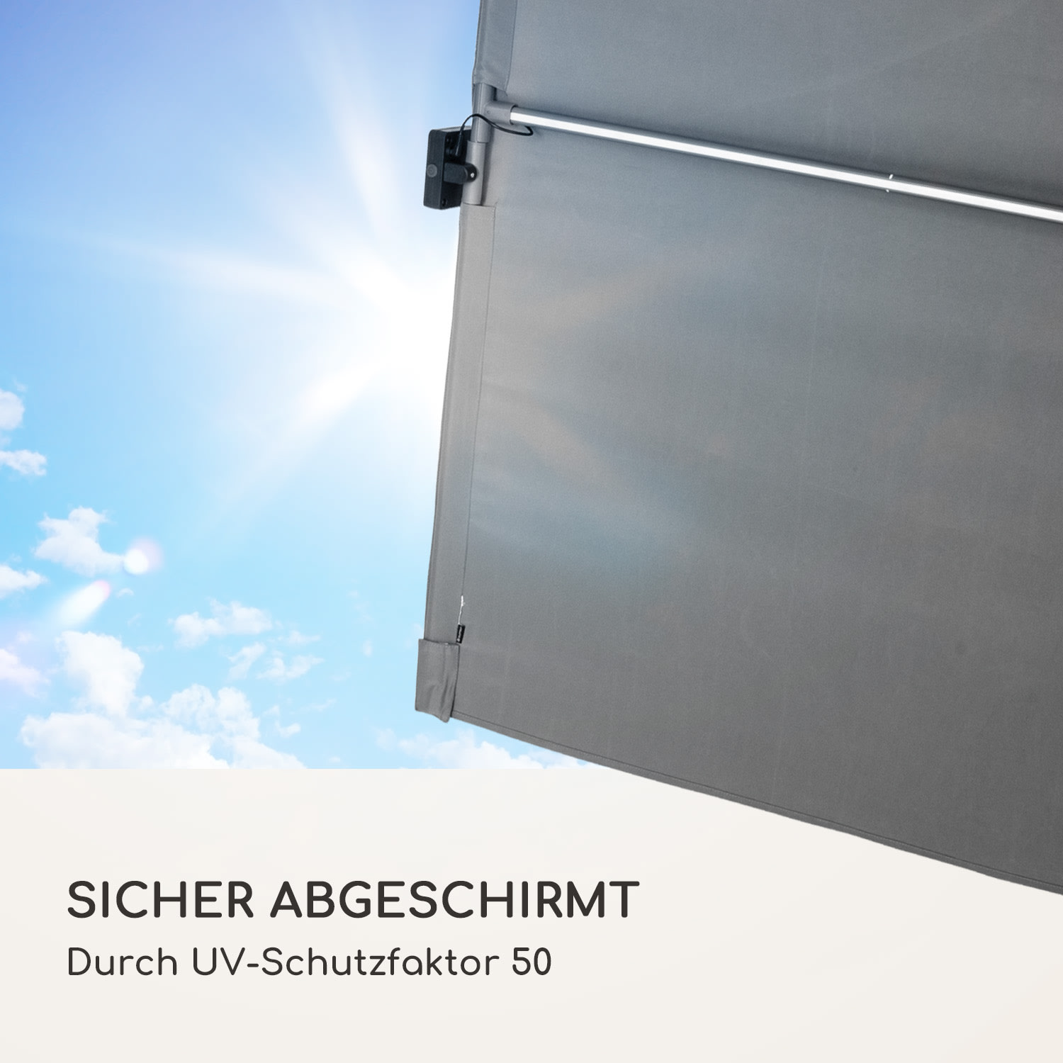 blumfeldt Bayonne Sonnenschirm 130 x 180 cm Polyester UV 50 Solar LED  Dunkelgrau