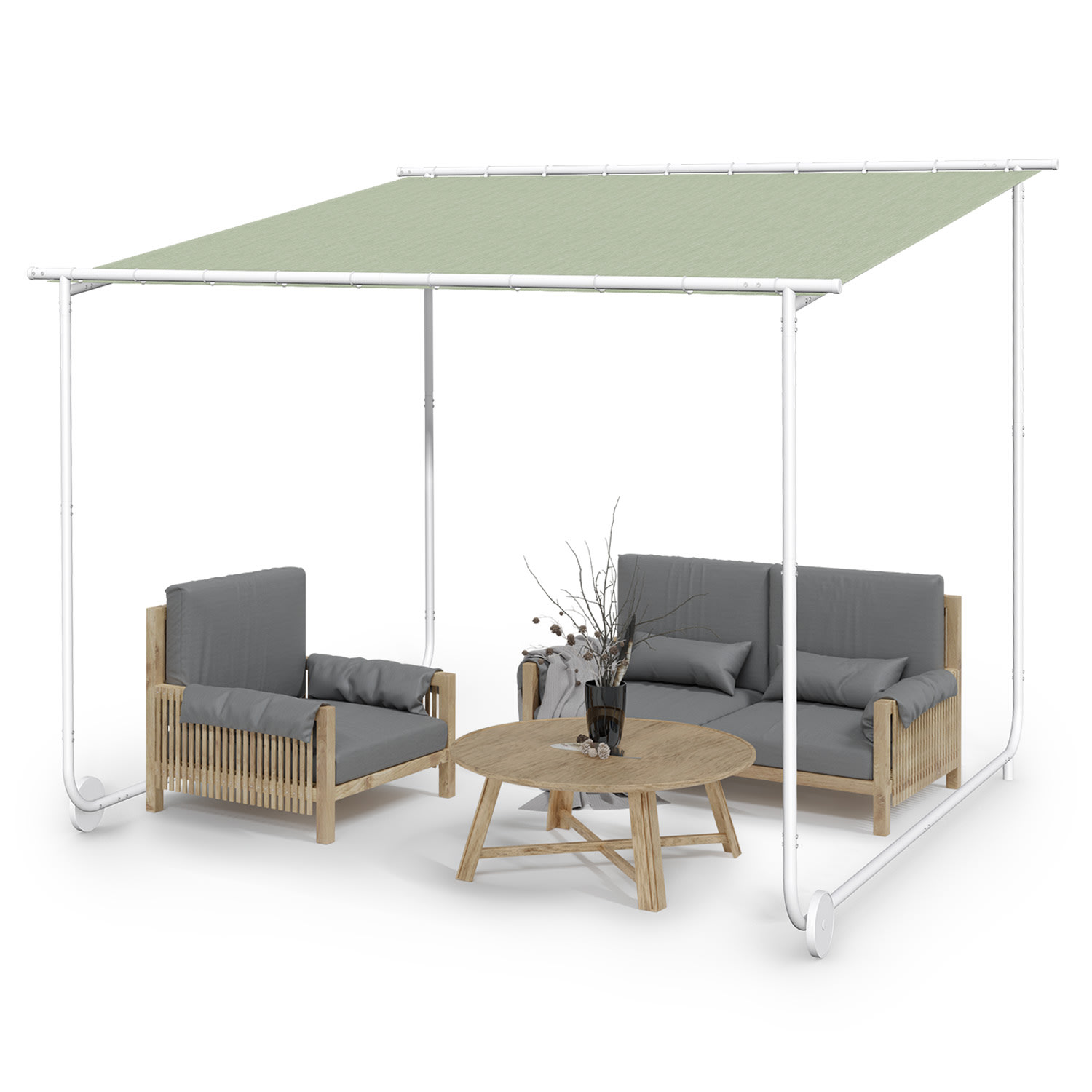 Nantes, pergola, slnečná strieška, 3 x 3 m, polyester, oceľový rám, UV 50+, podlahové kolieska Mach