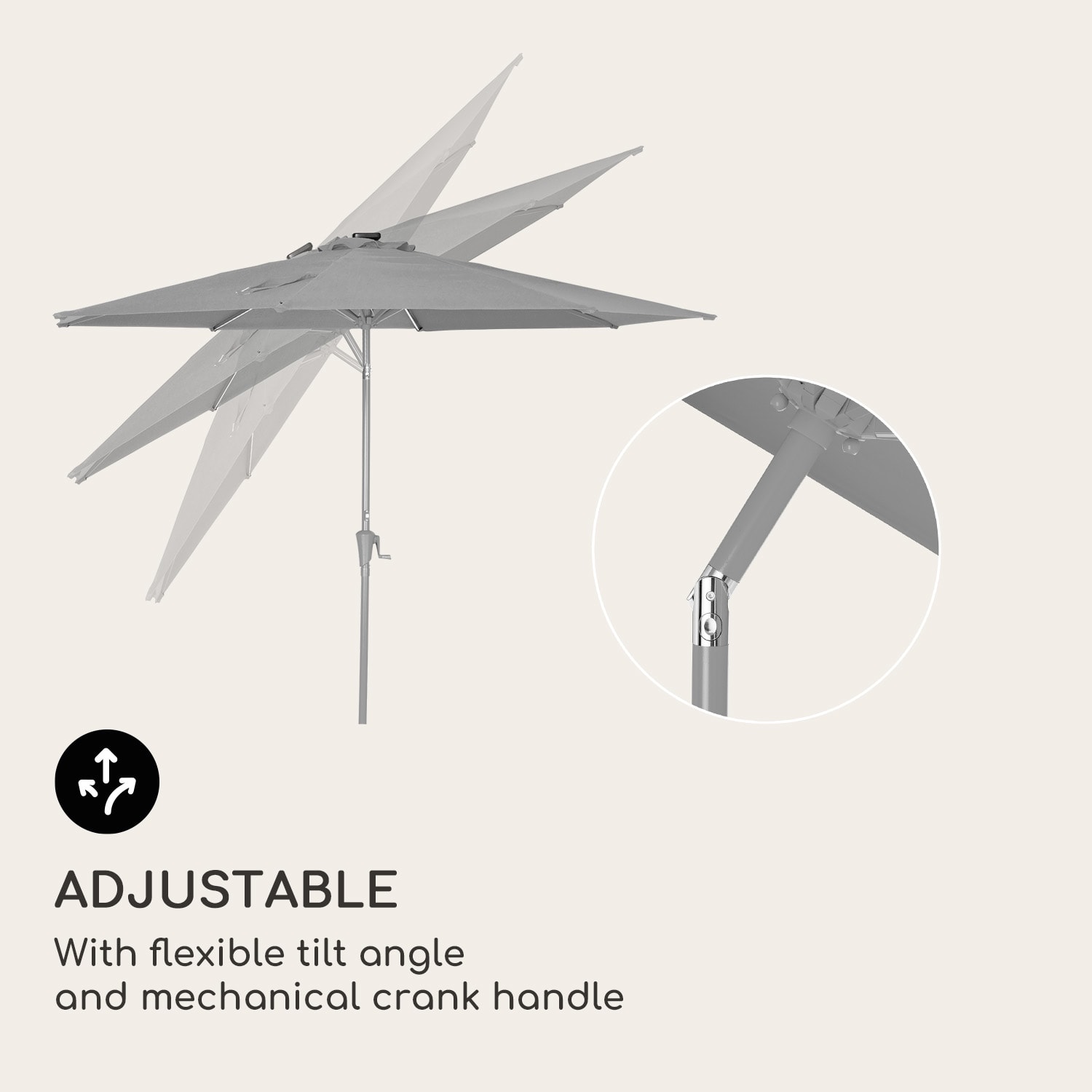 Calais, slnečník, hliníkový rám, polyester, UV 50, LED svetlo Tmavo šedá