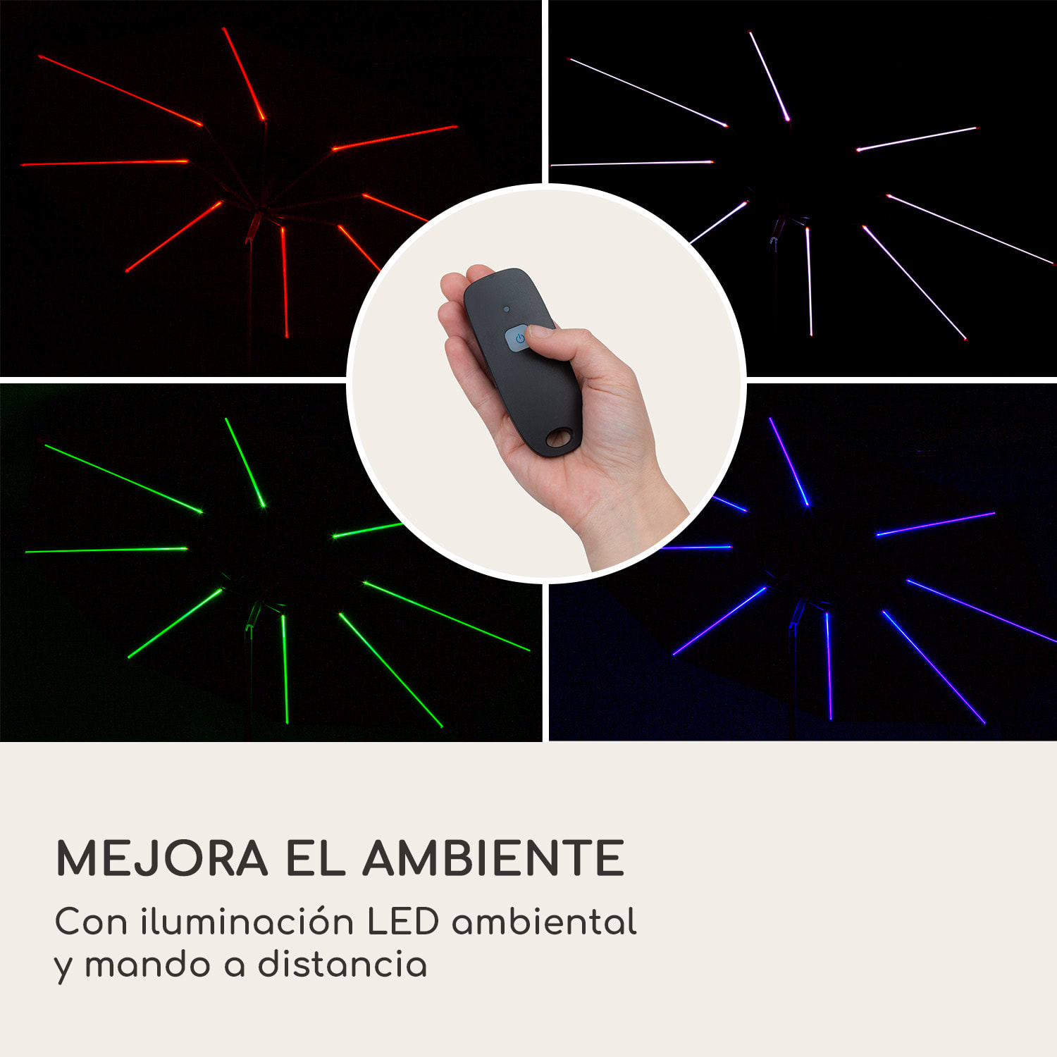 Calais Parasol LED blumfeldt marco de aluminio cubierta de poliéster UV 50  Turquesa