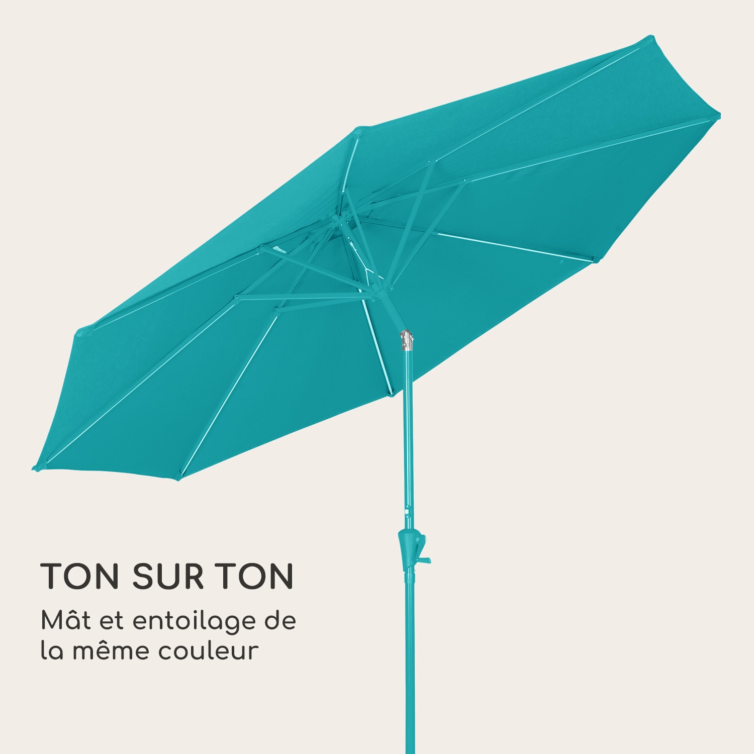 Parasol Blumfeldt Calais LED cadre aluminium toile polyester UV 50  Turquoise