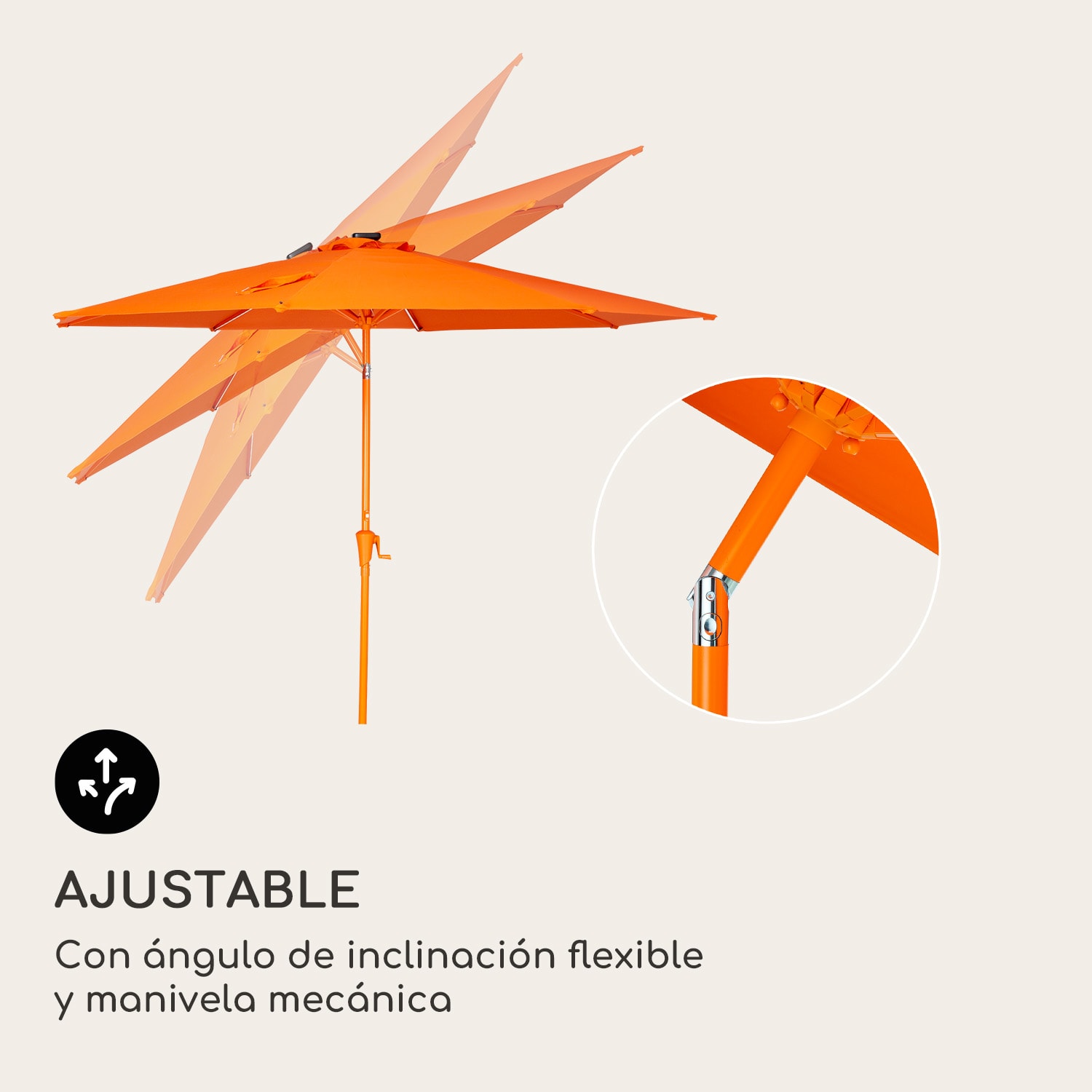 Calais Parasol LED blumfeldt marco de aluminio cubierta de poliéster UV 50  Naranja